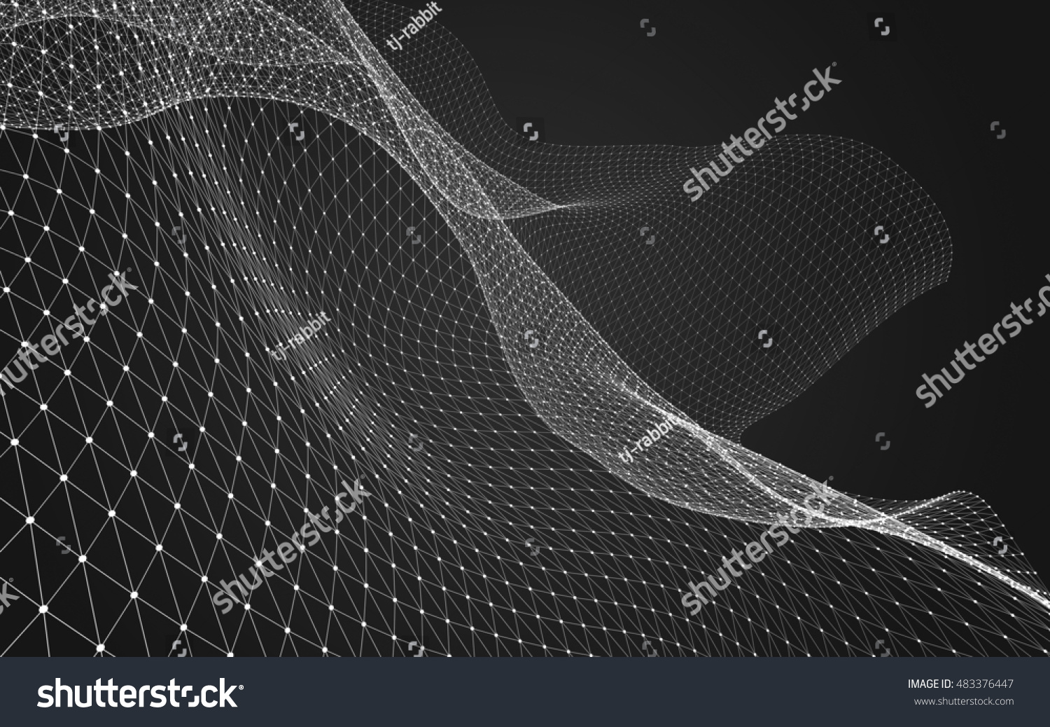 Abstract polygonal space low poly dark background with connecting dots and lines. Connection structure. 3d rendering #483376447