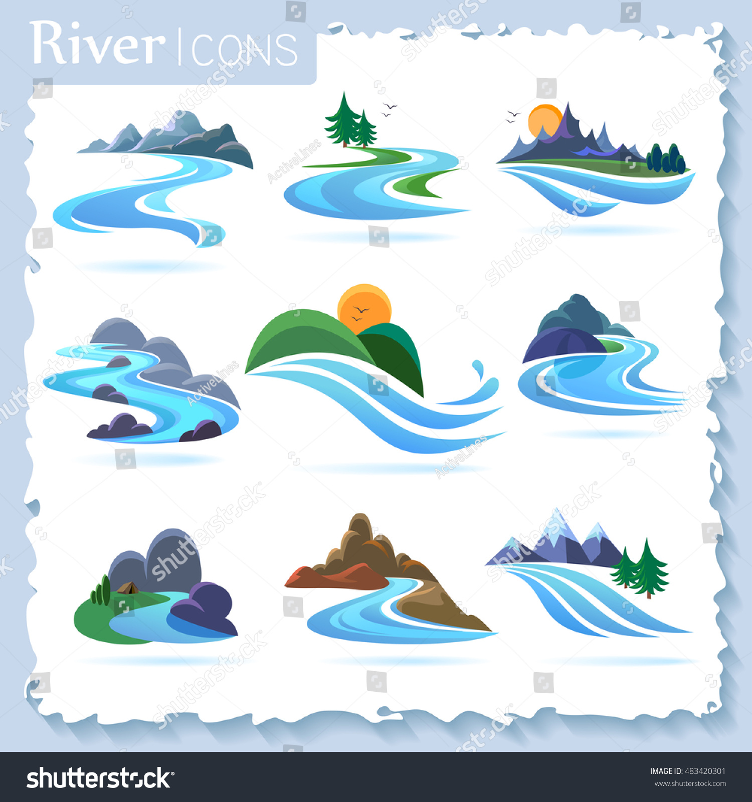 River and landscape icons #483420301