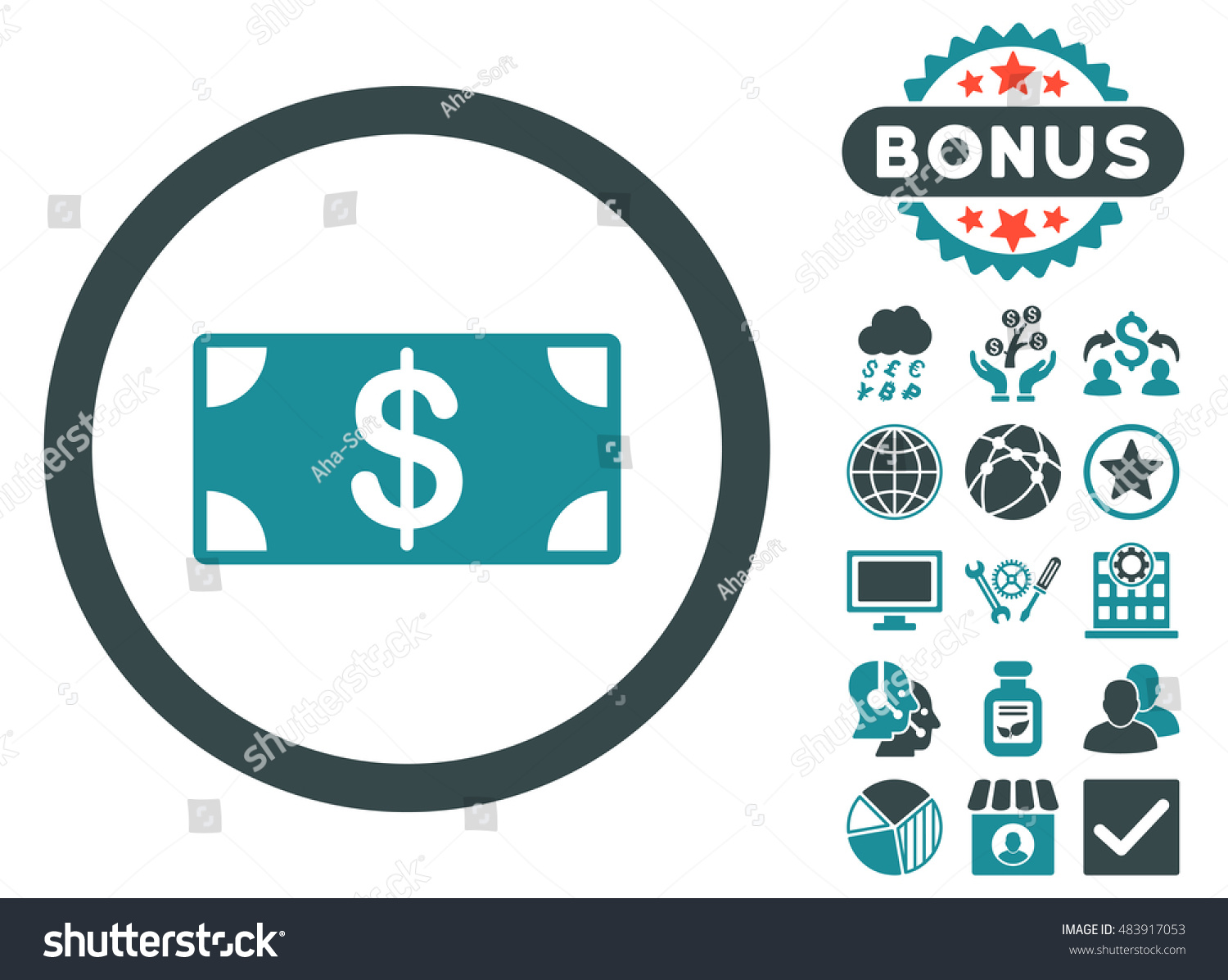 Banknote Icon With Bonus Symbols Vector Royalty Free Stock Vector 483917053 3802