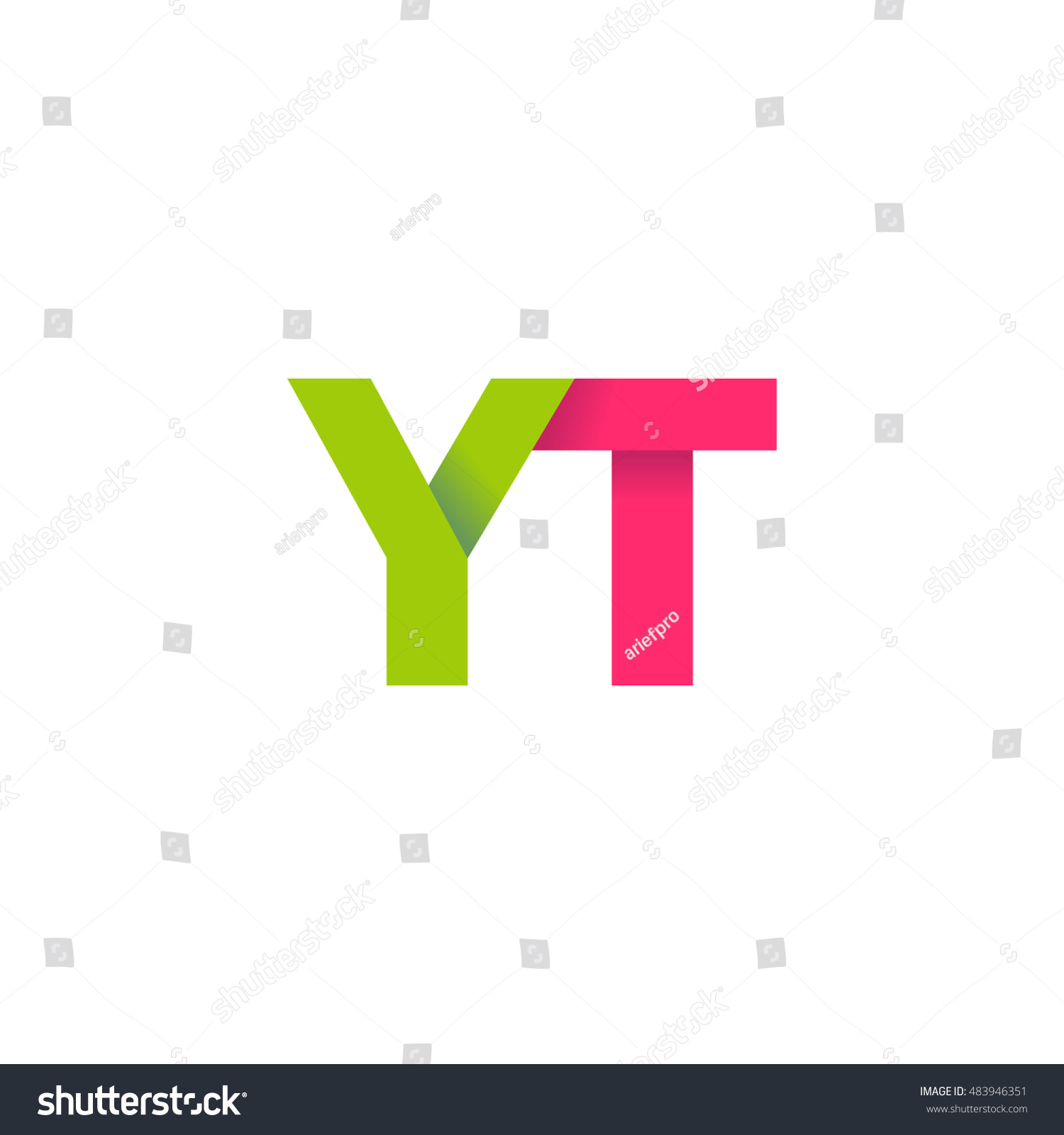 Initial letters YT overlapping fold logo green - Royalty Free Stock ...