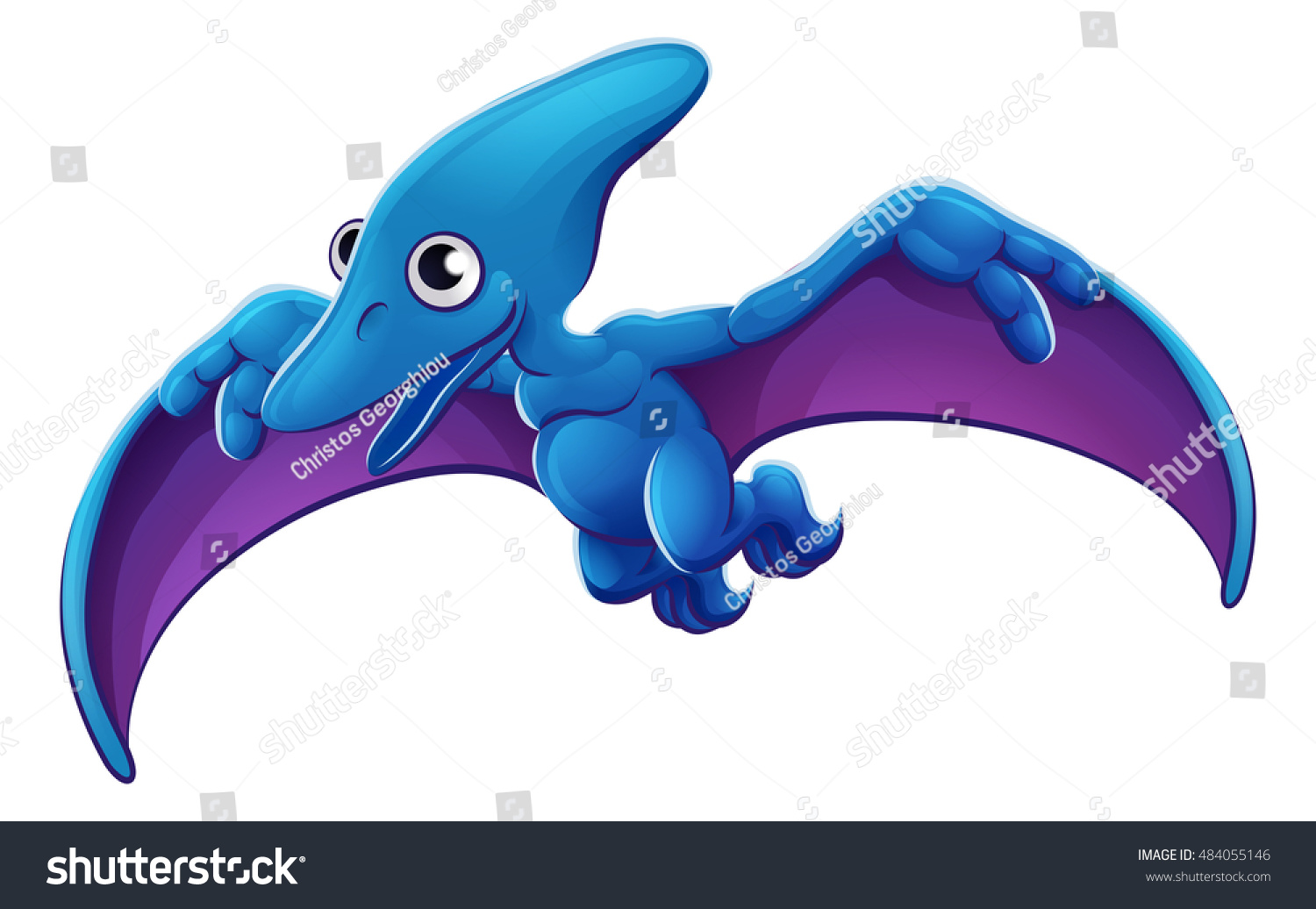 A cute Pteranodon Pterodactyl cartoon flying - Royalty Free Stock ...