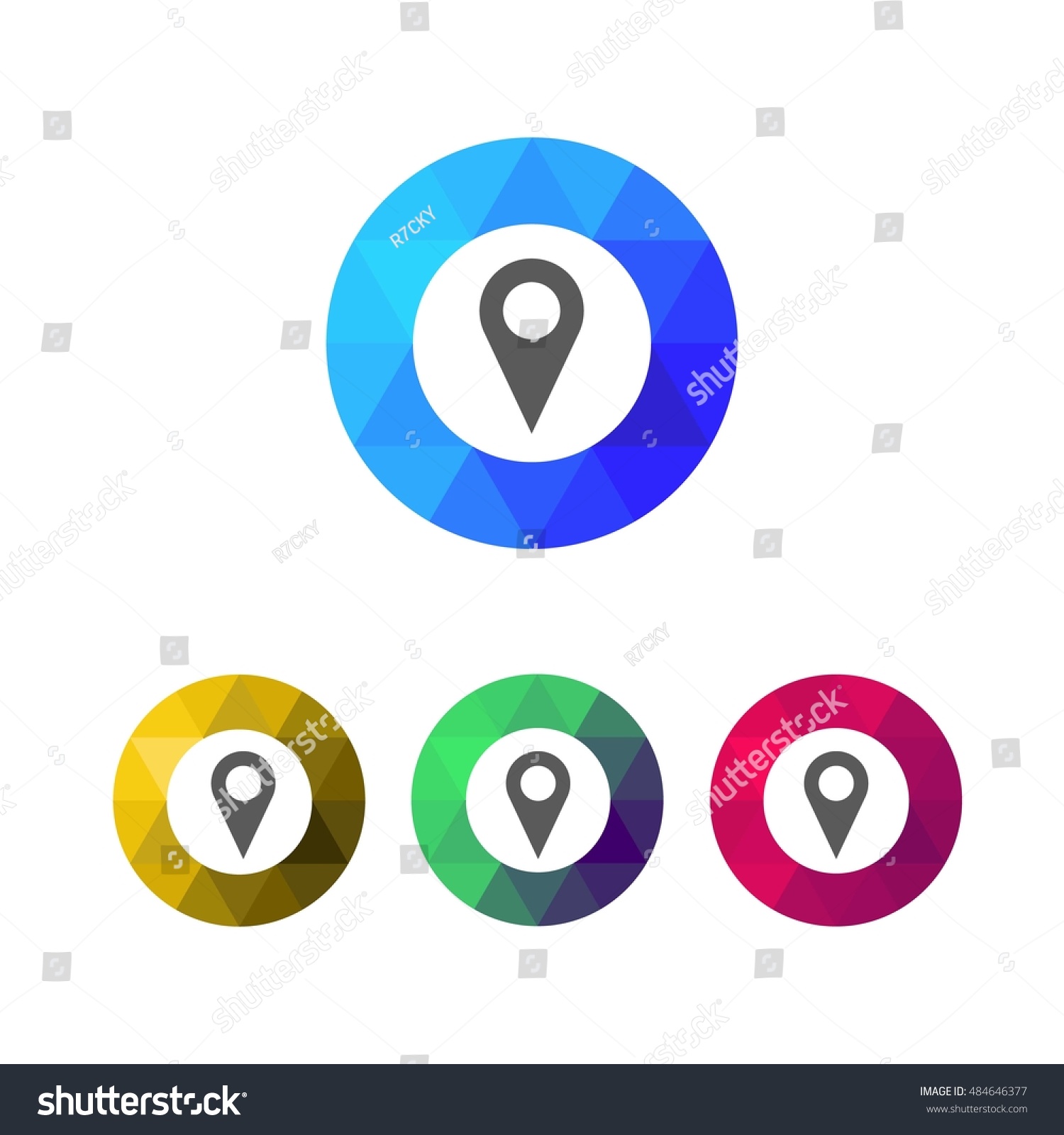 Modern Low Poly Ring Map Marker Icons - Royalty Free Stock Vector 