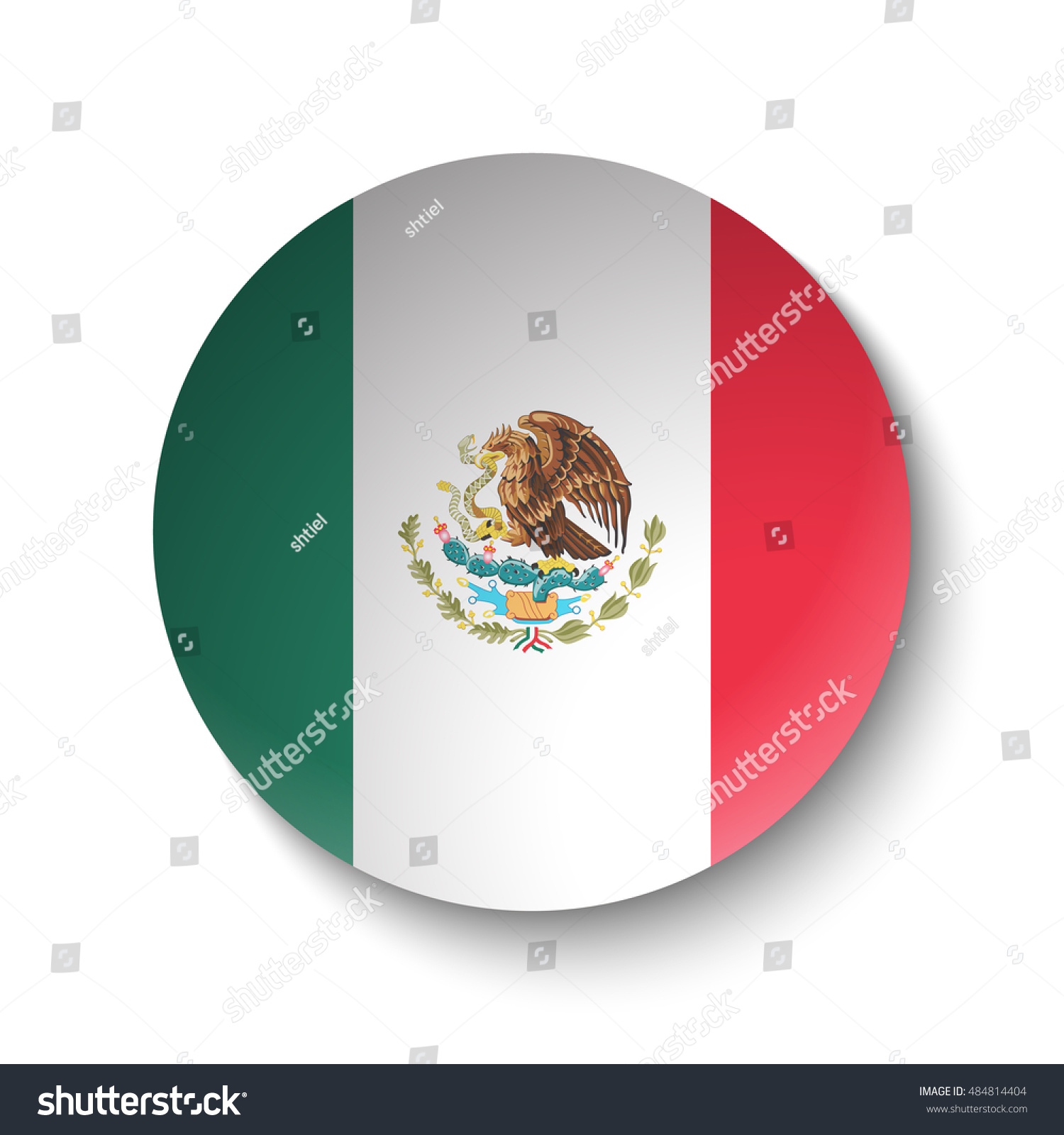 White paper circle with flag of Mexico. Abstract - Royalty Free Stock ...