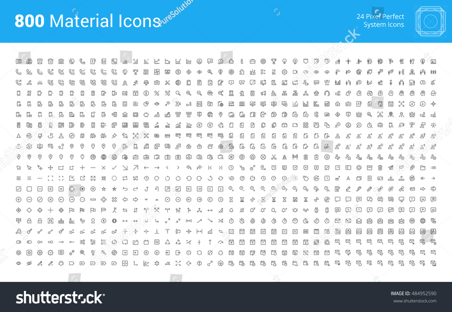 Material design pixel perfect icons set. Thin line icons for business, marketing, social media, UI and UX, finance and banking, navigation, mobile app, communication, action icons, management, seo.  #484952590