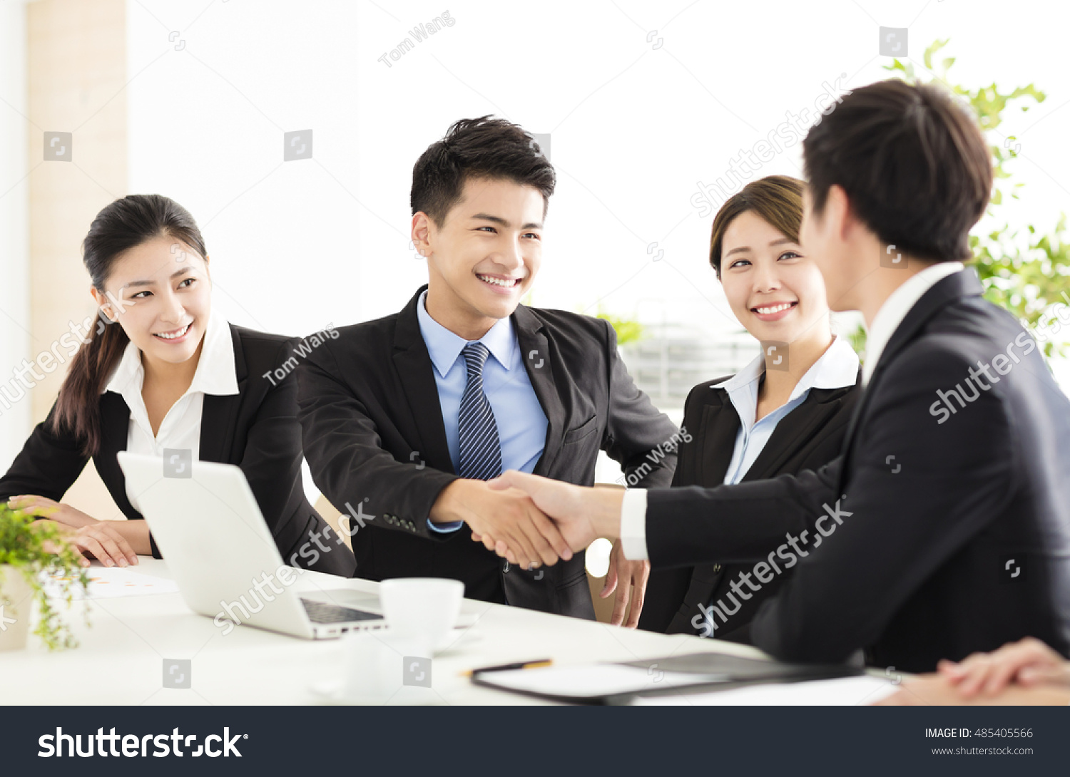 business people shaking hands during meeting #485405566