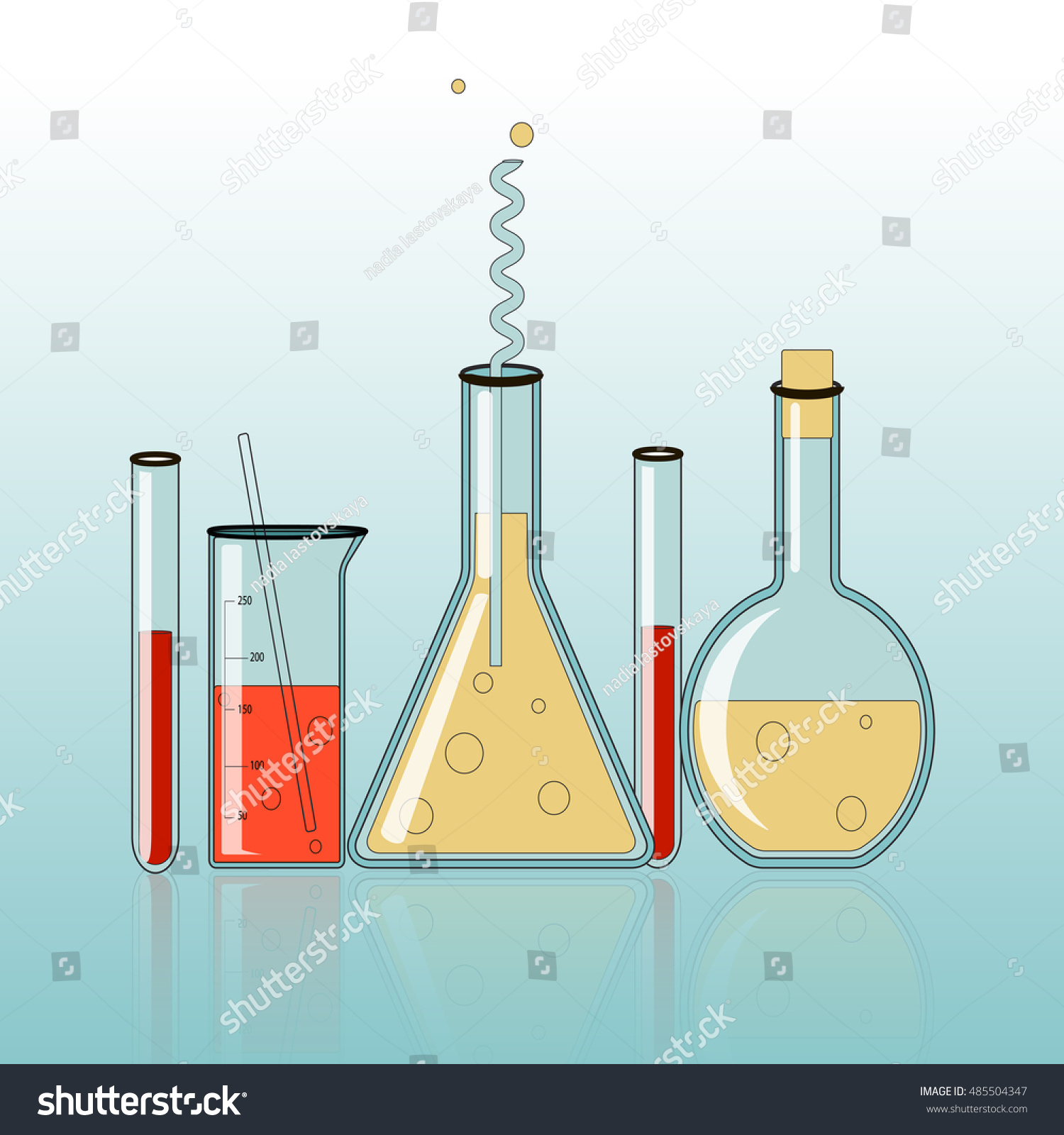 Laboratory Glassware On Blue Background - Royalty Free Stock Vector ...