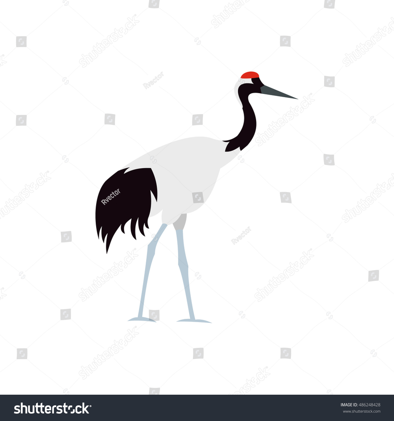 Japanese crane icon in flat style on a white - Royalty Free Stock ...