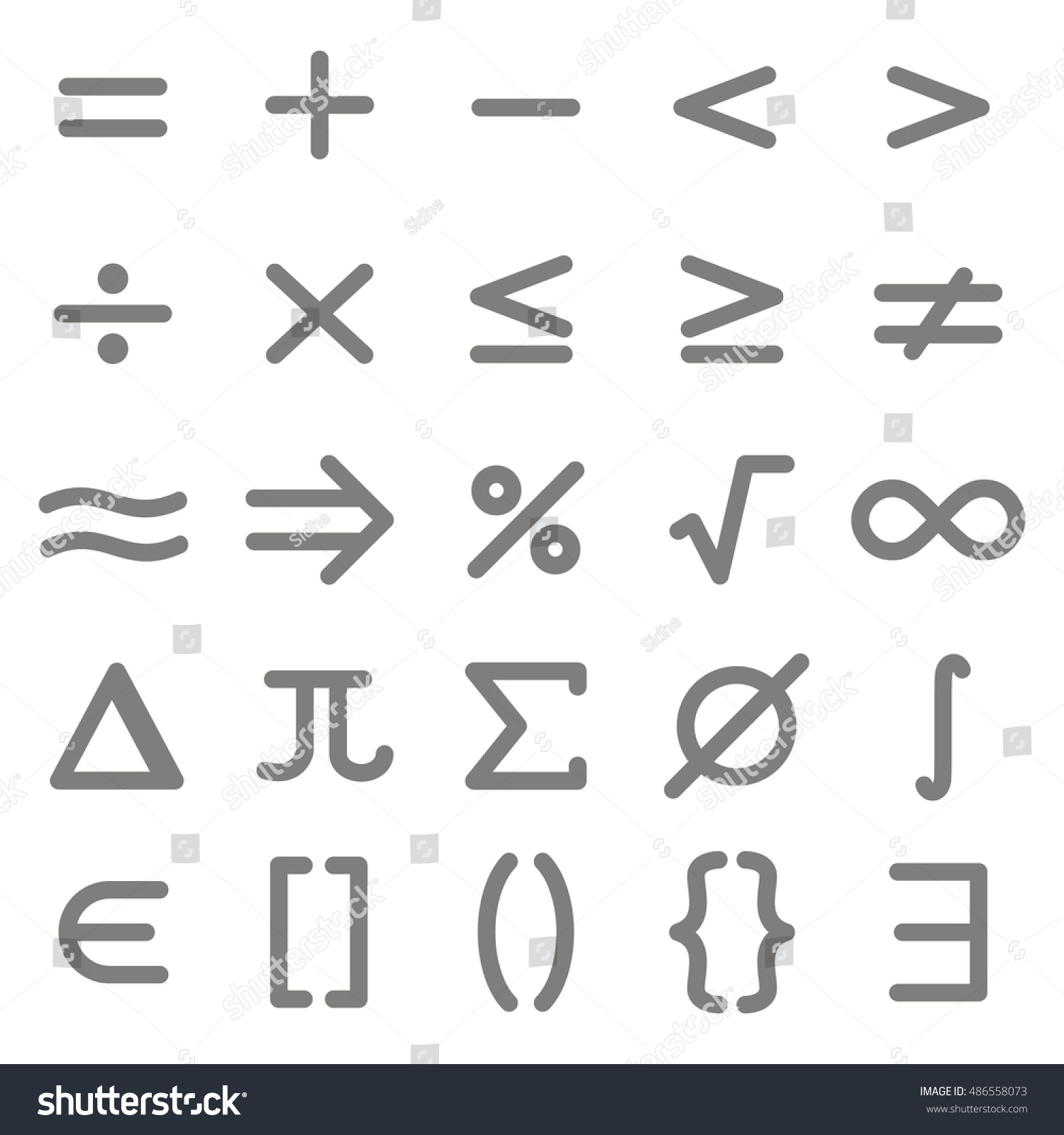 Set of monochrome icons with mathematical symbols for your design #486558073