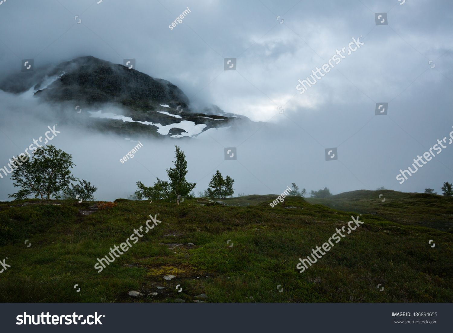 The landscapes of the Norwegian mountains on track to Trolltunga #486894655