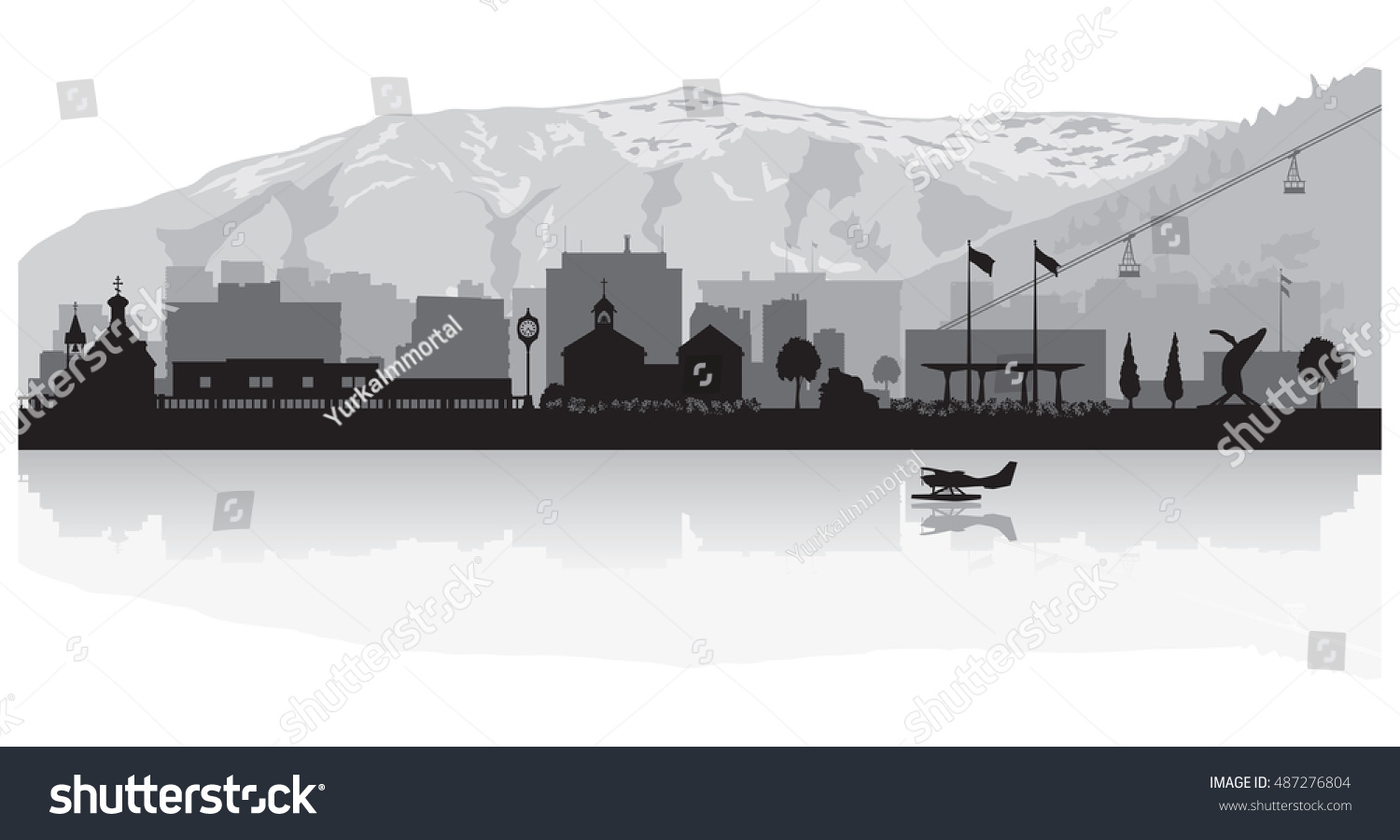 Juneau Alaska city skyline vector silhouette - Royalty Free Stock ...