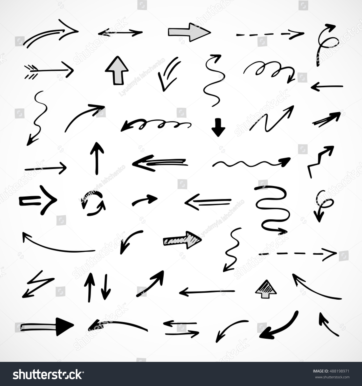 hand-drawn arrows, vector set #488198971