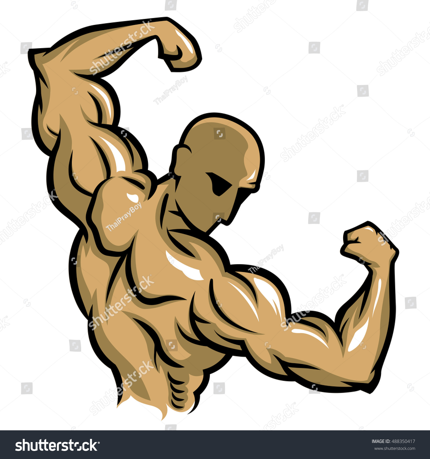 Bodybuilder Pose Back Double Biceps Simple Royalty Free Stock Vector 488350417 4674