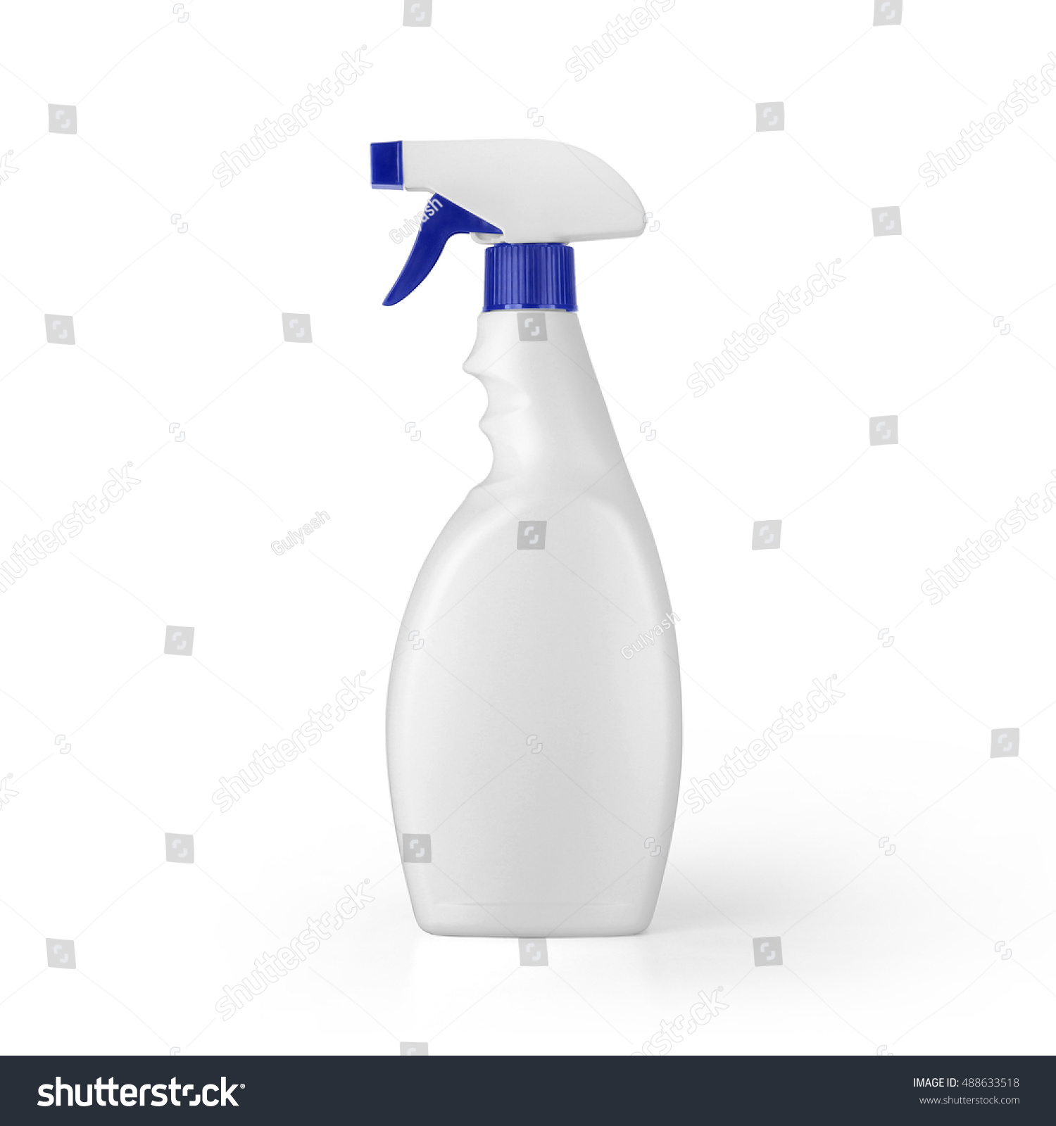 White blank plastic spray detergent bottle isolated on white background. Packaging template mockup collection. With clipping Path included. #488633518