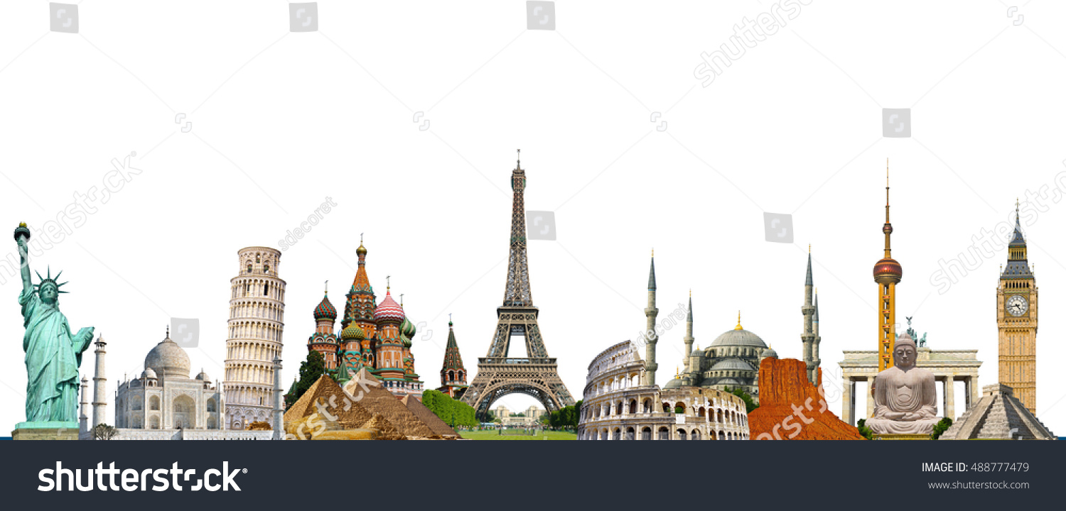 Famous landmarks of the world grouped together #488777479