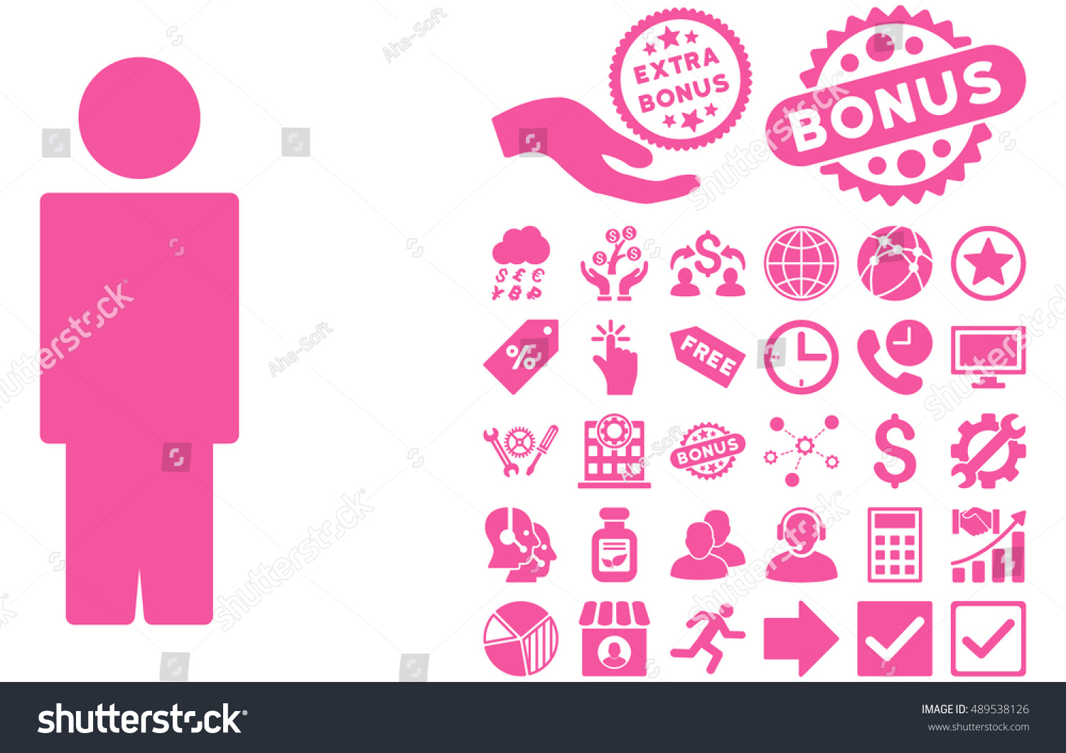 Person Icon With Bonus Pictures Vector Royalty Free Stock Vector 489538126 8383