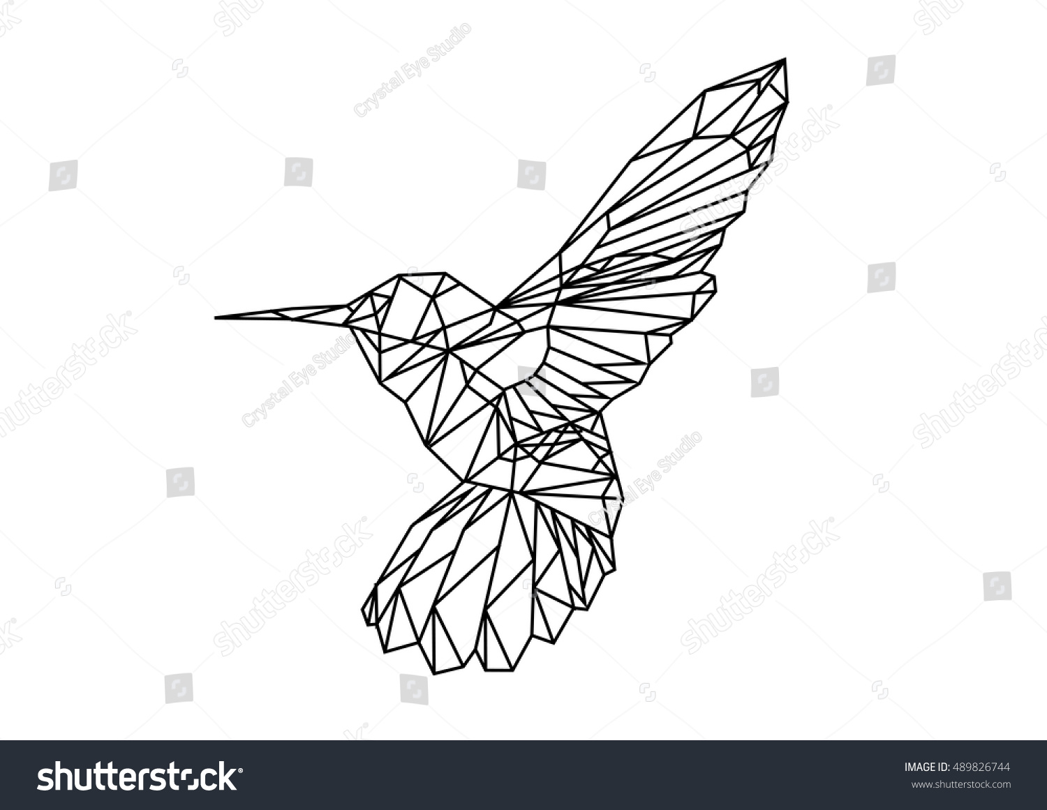 Hummingbird Low Poly Style Line Art. Editable - Royalty Free Stock ...