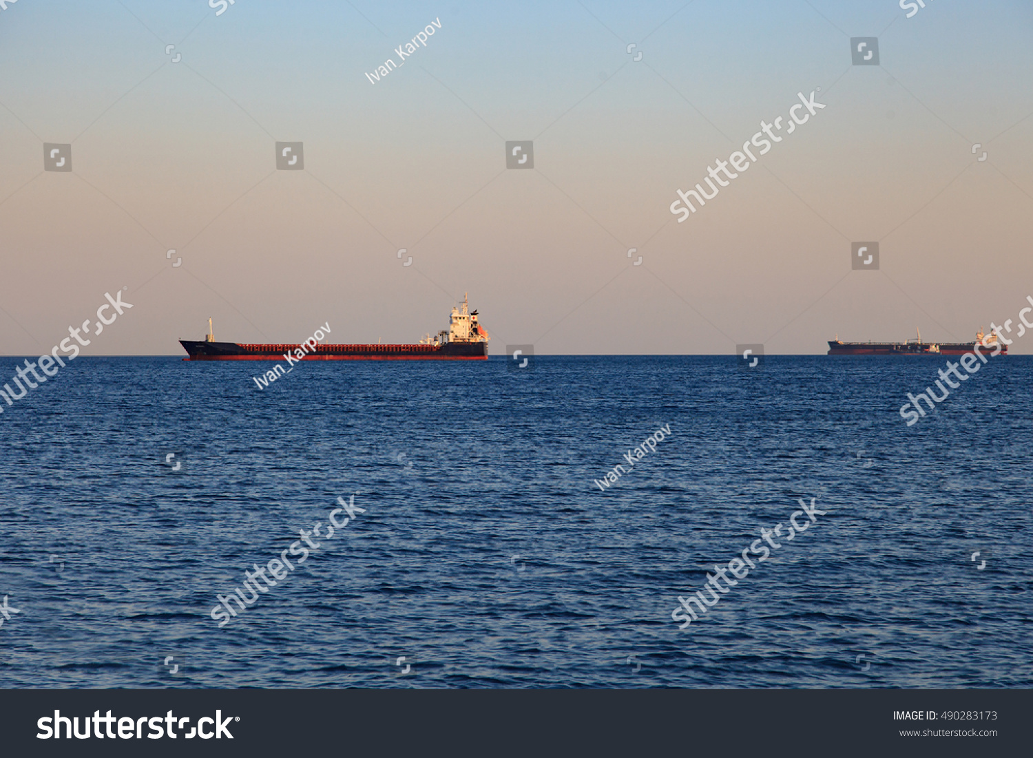 empty cargo ship in the sea #490283173