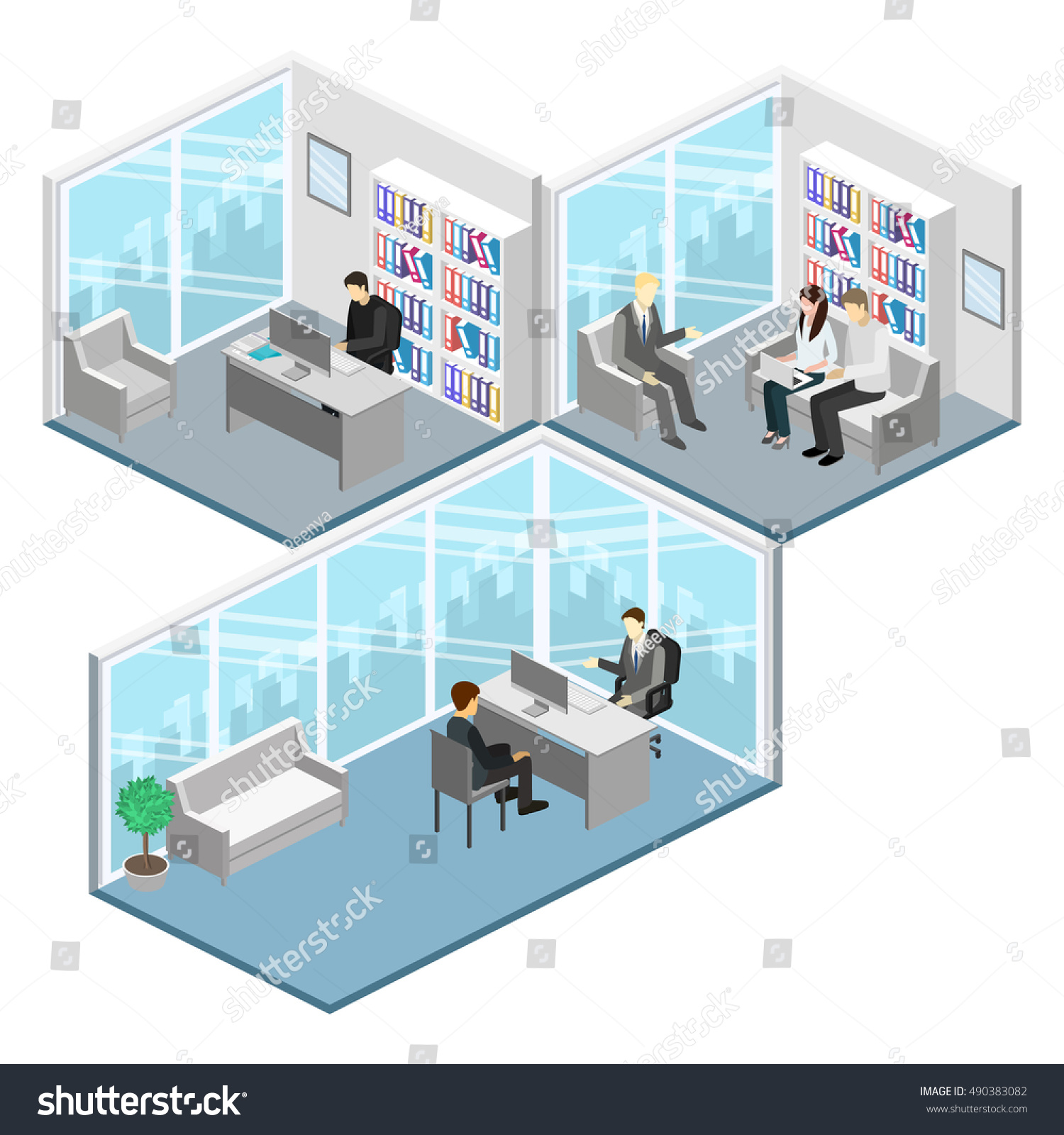 isometric interior of director's office. Flat 3D - Royalty Free Stock ...