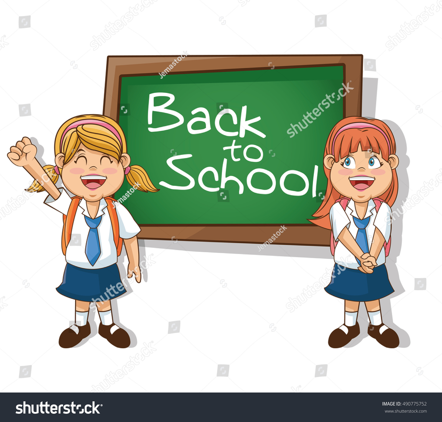 Girls kids of back to school design - Royalty Free Stock Vector ...