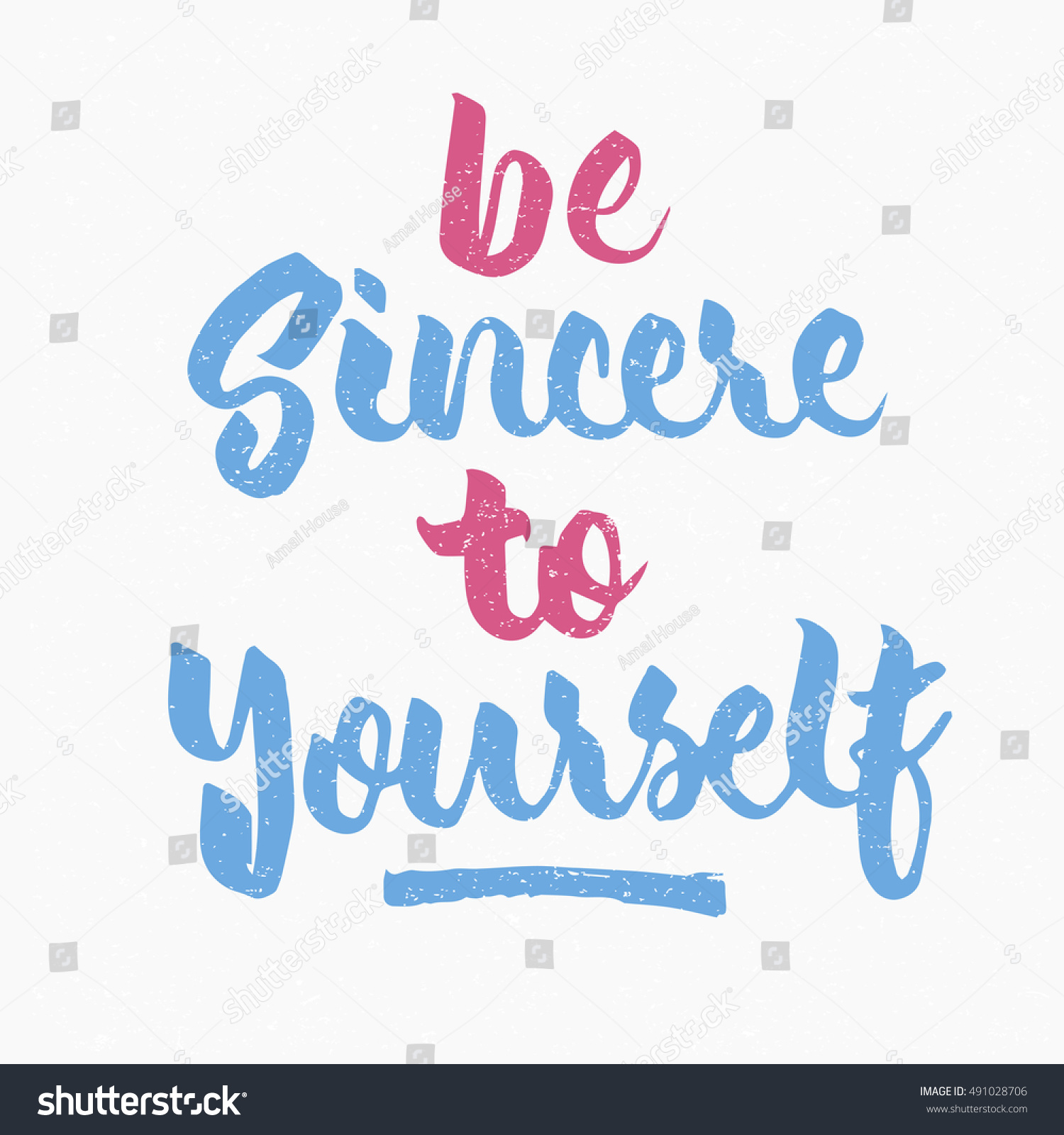 Be sincere to yourself quote. Ink hand lettering - Royalty Free Stock ...