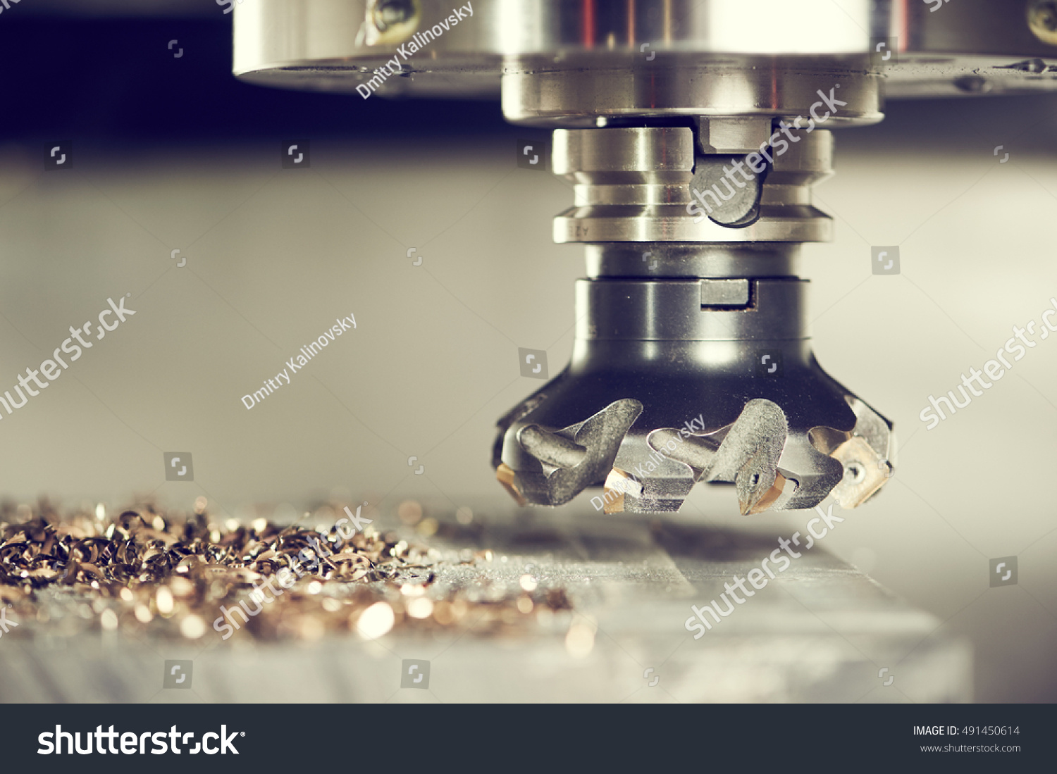industrial metalworking cutting process by milling cutter #491450614