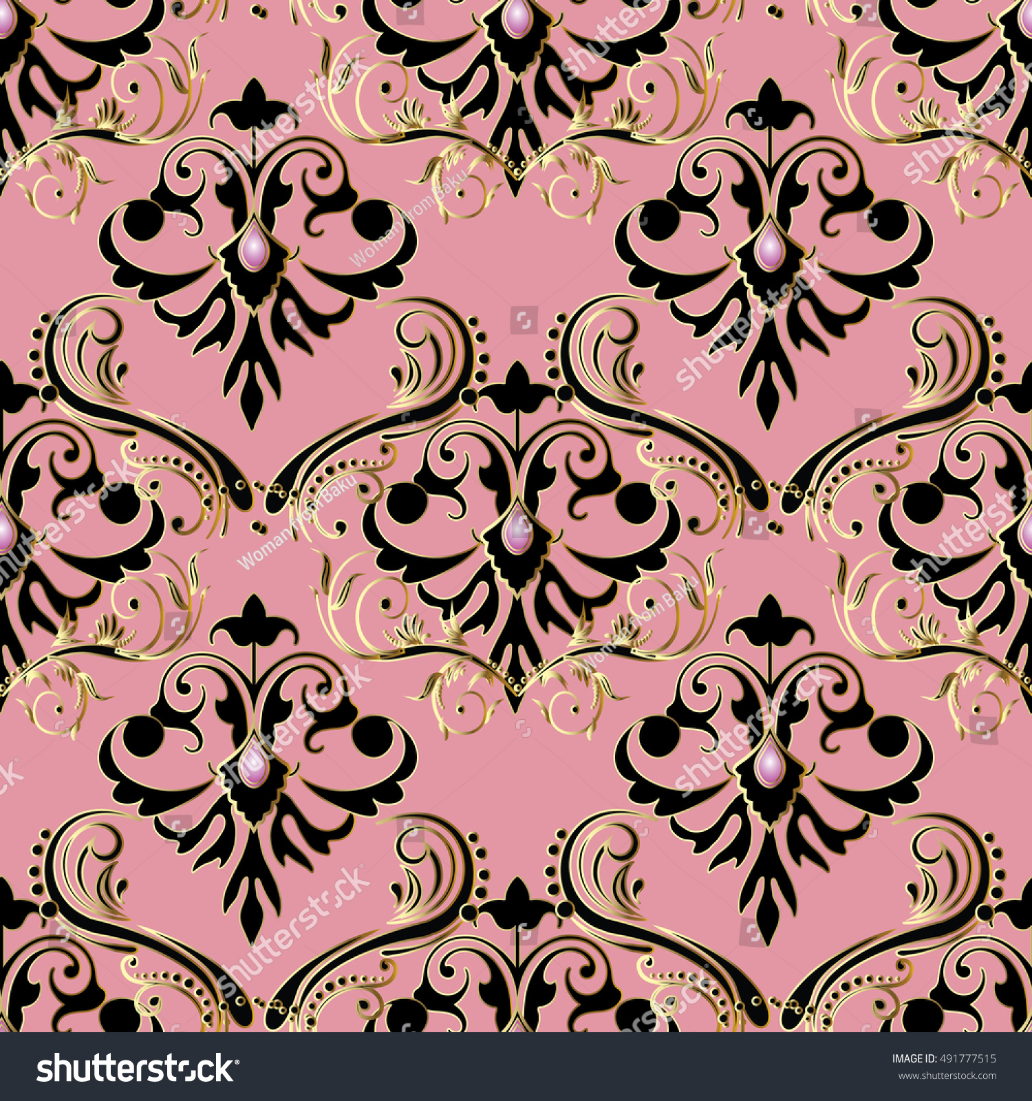 Royalty Free Elegant Light Pink Baroque Damask 491777515 Stock