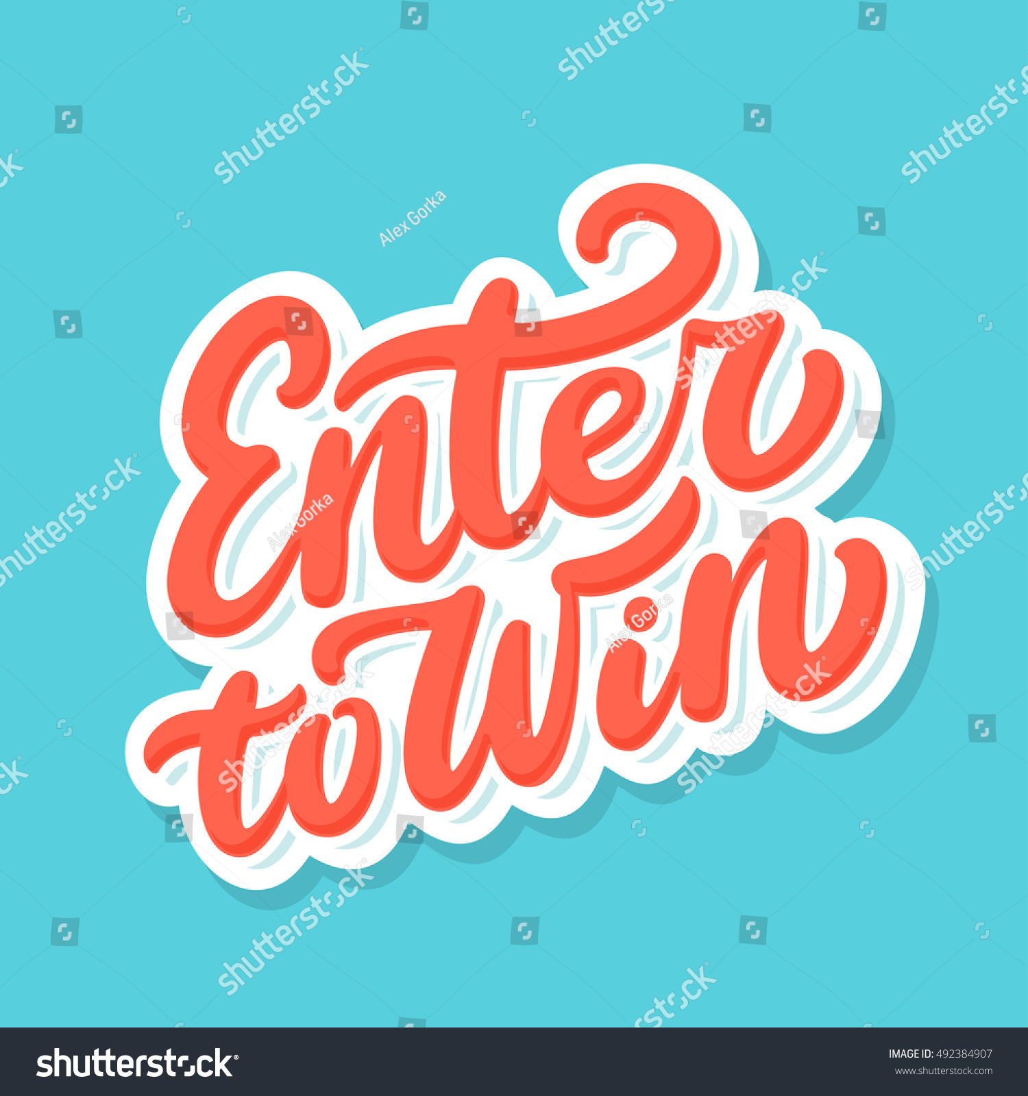 Enter To Win Lettering Royalty Free Stock Vector 492384907