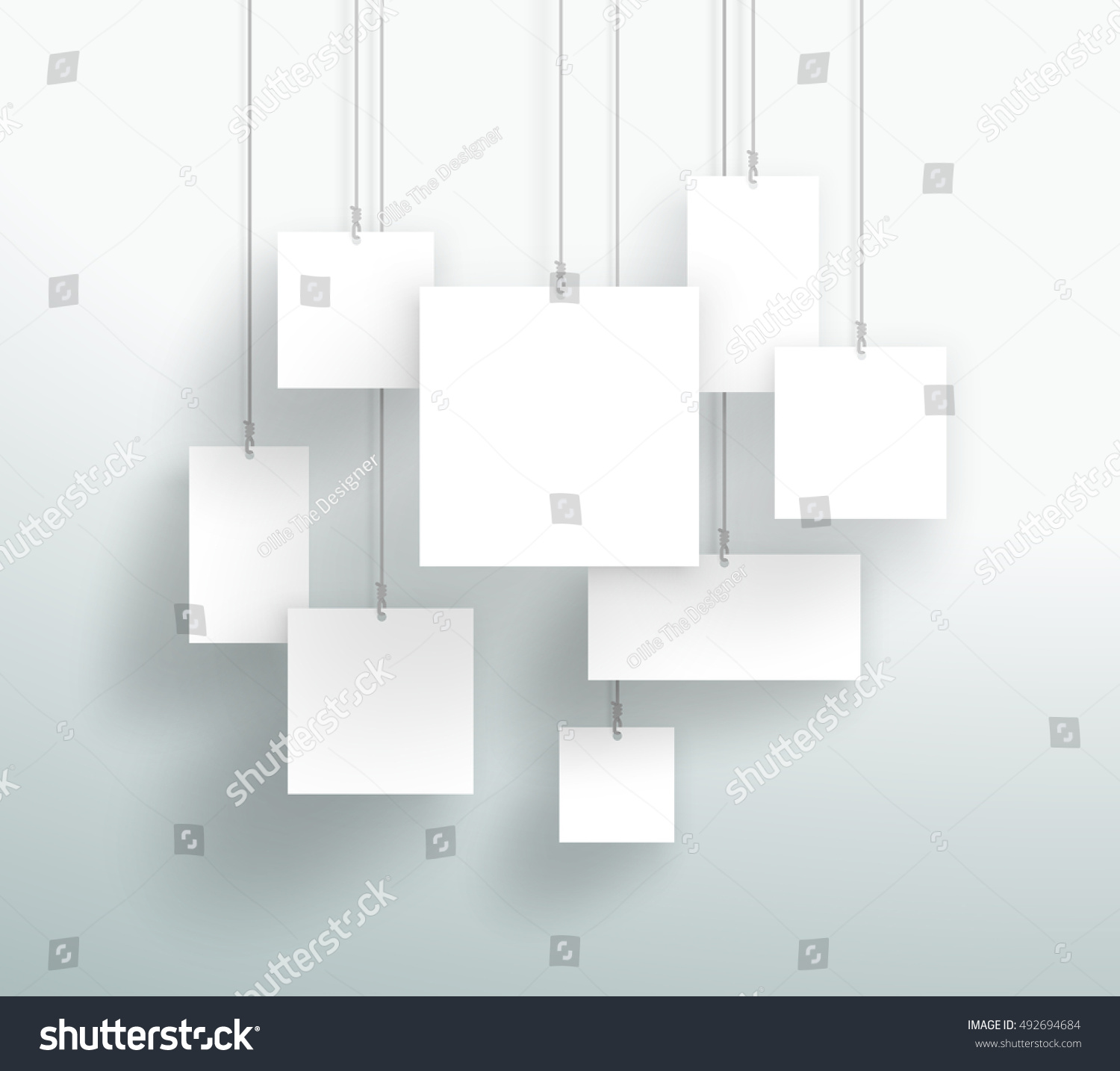Vector 3d Blank White Square Boxes Hanging Design #492694684
