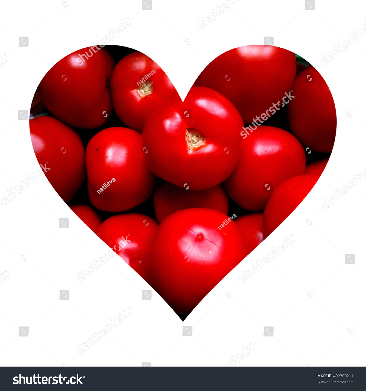 Simple heart shape filled with tomatoes texture #492700291