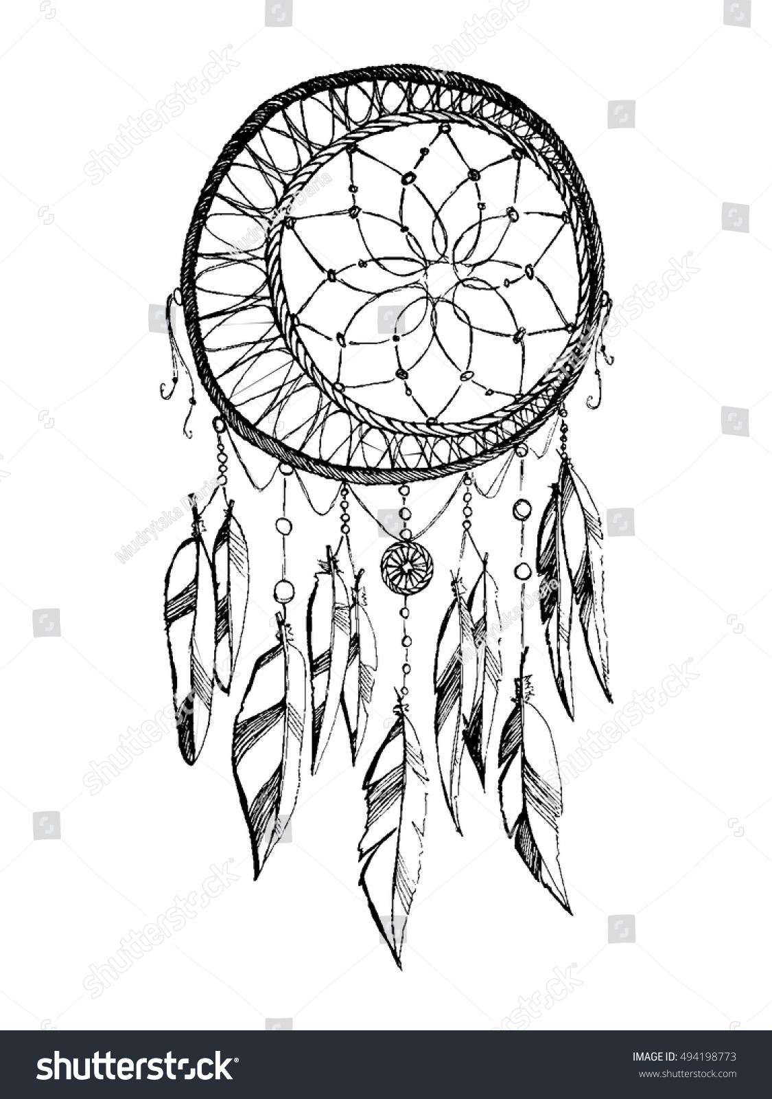 Hand Draw Rustic Dream Catcher Boho Style Vector Illustration On White Background 494198773 Hand Draw Rustic Dream Catcher Boho Style Vector Illustration On White Background 494198773