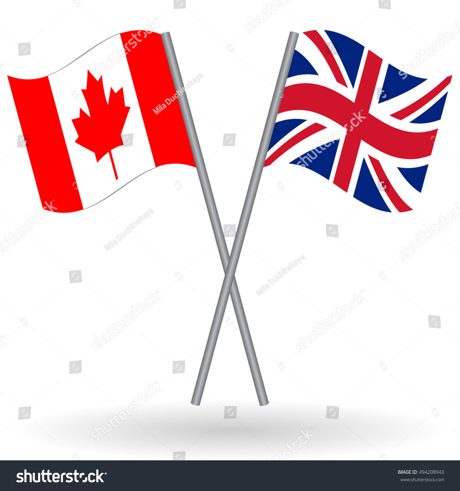 Canadian and British crossed flags. Canada - Royalty Free Stock Vector ...