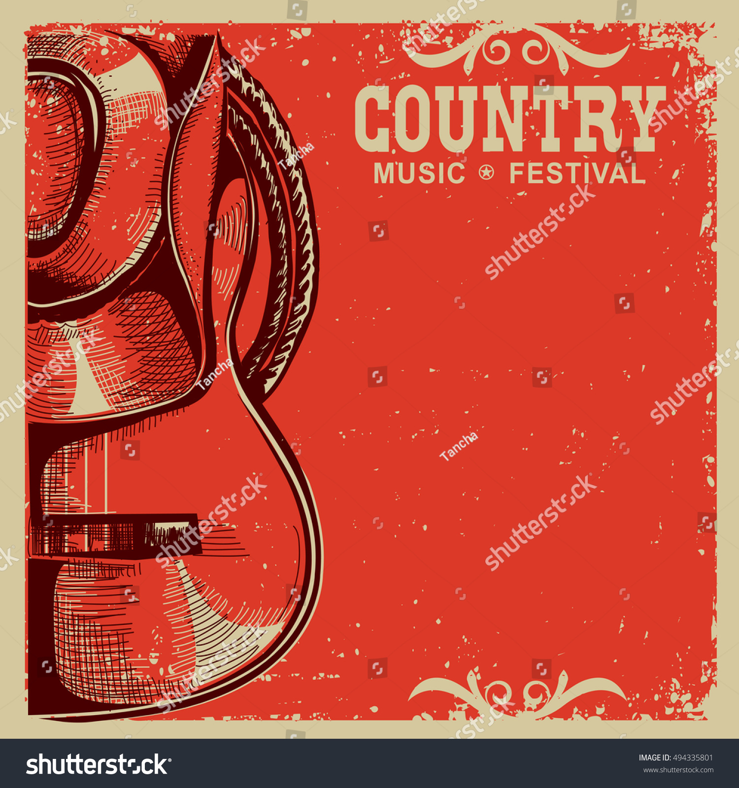 Western country music poster with american - Royalty Free Stock Vector ...