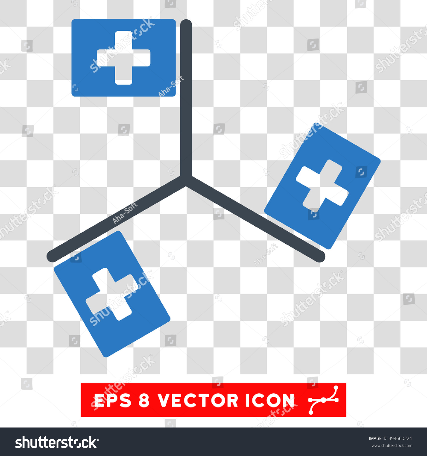Hospital Flags round icon. Vector EPS Royalty Free Stock Vector