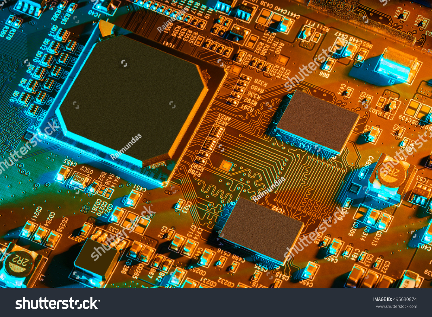 Electronic circuit board close up. #495630874