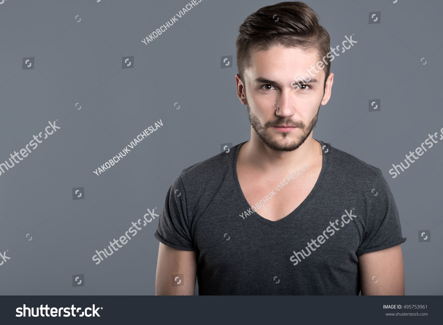 Angry bearded young man #495753961
