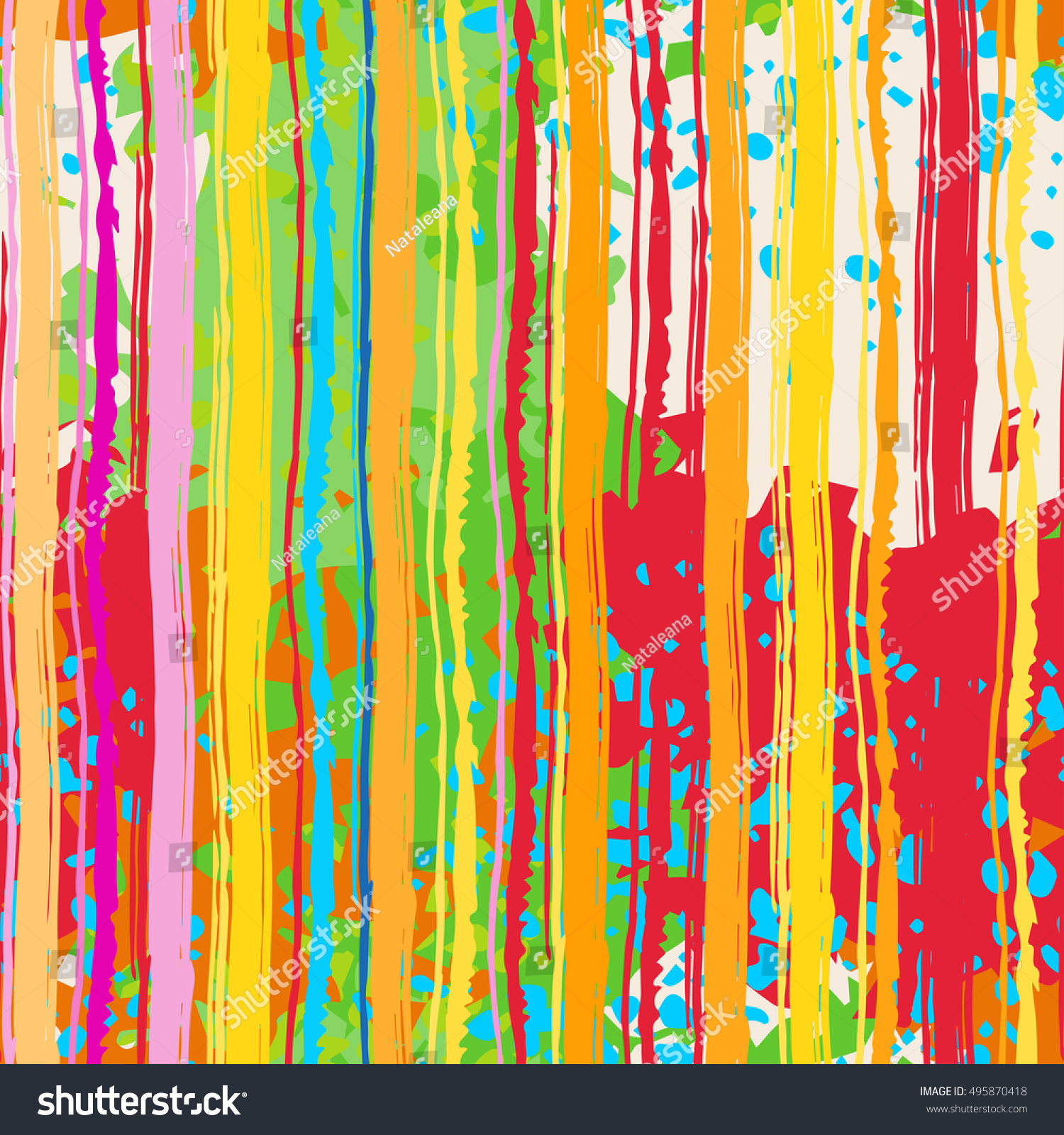 Abstract art grunge colorful seamless pattern, paint stains, watercolor, chaotic brush strokes. Background distressed texture, wallpaper, wrapping #495870418