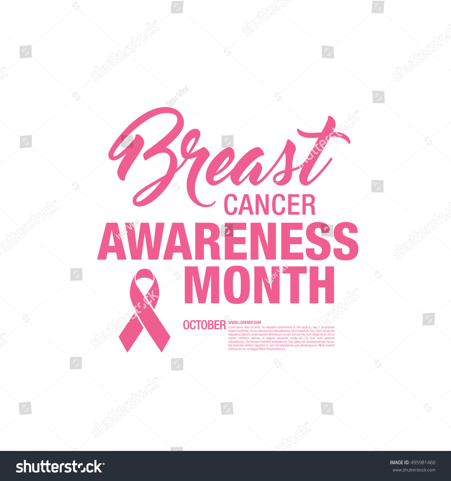 Breast cancer awareness ribbon isolated on white background. Vector illustration #495981460