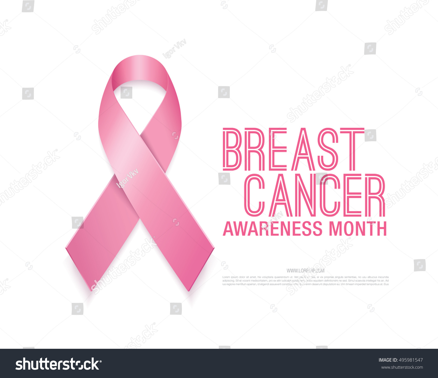 Breast cancer awareness ribbon isolated on white background. Vector illustration #495981547