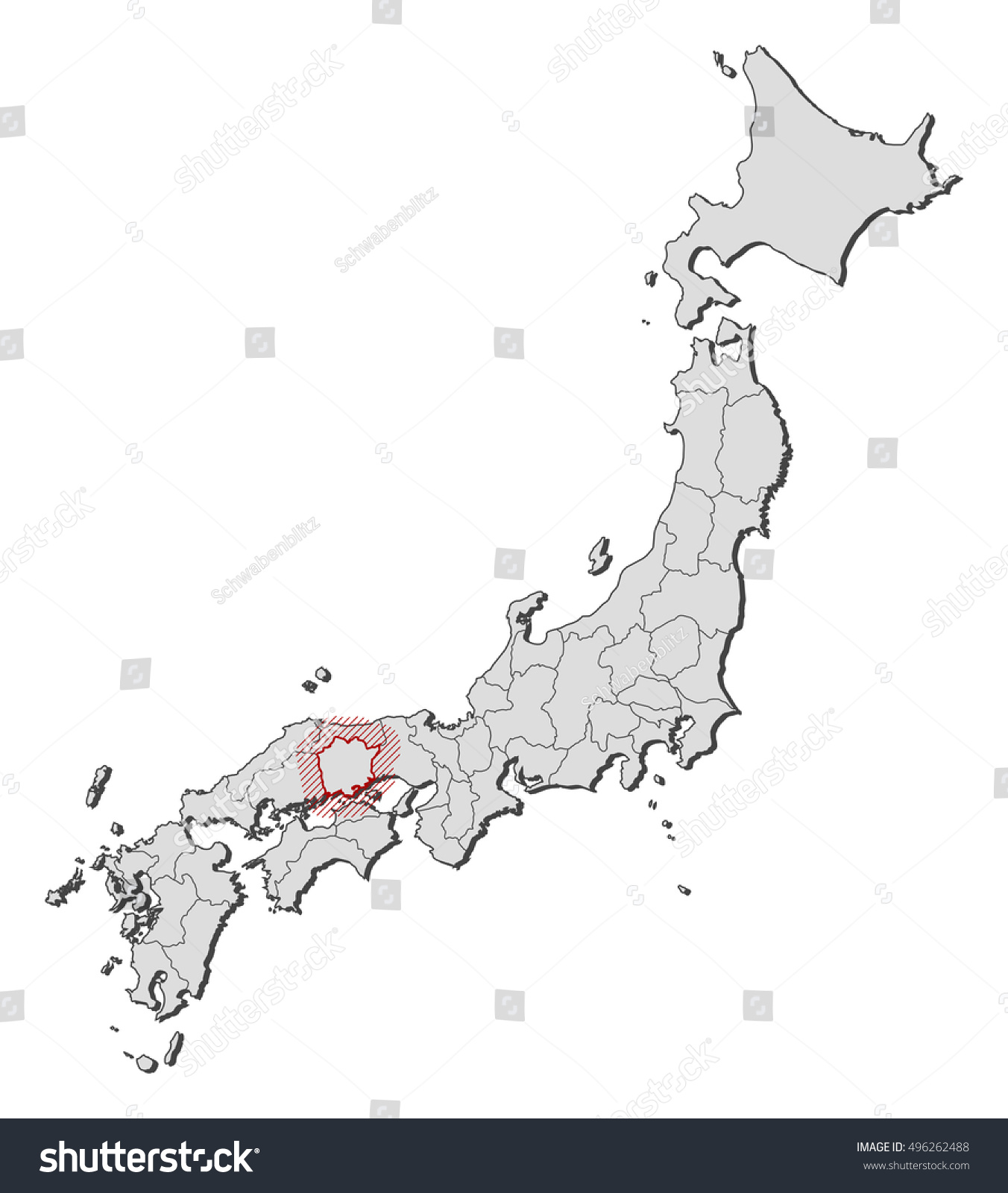 Map - Japan, Okayama - Royalty Free Stock Vector 496262488 - Avopix.com