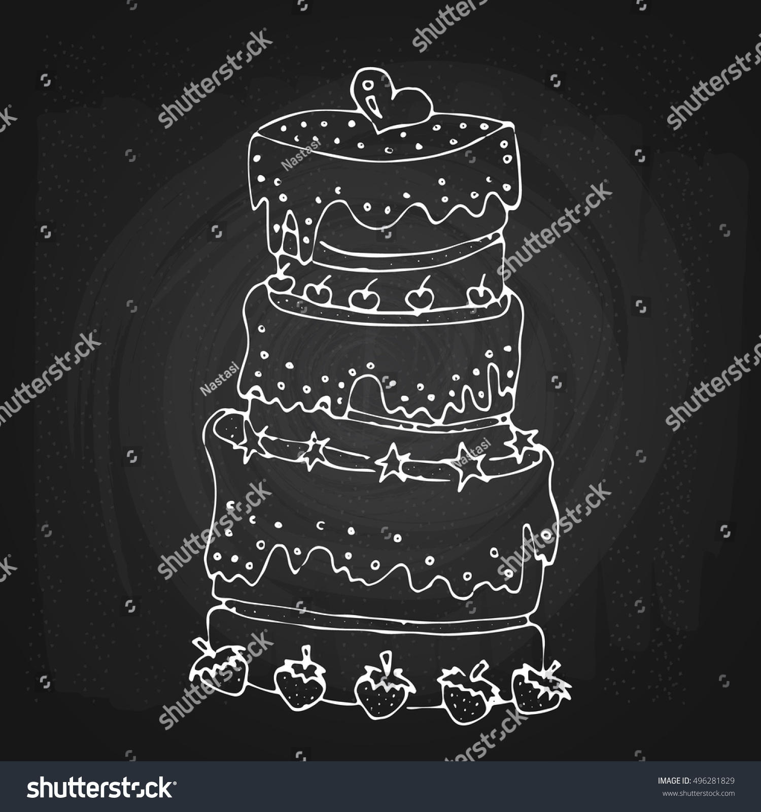 Cake Doodle Cartoon Art Isolated On Blackboard Royalty Free Stock Vector Avopix Com