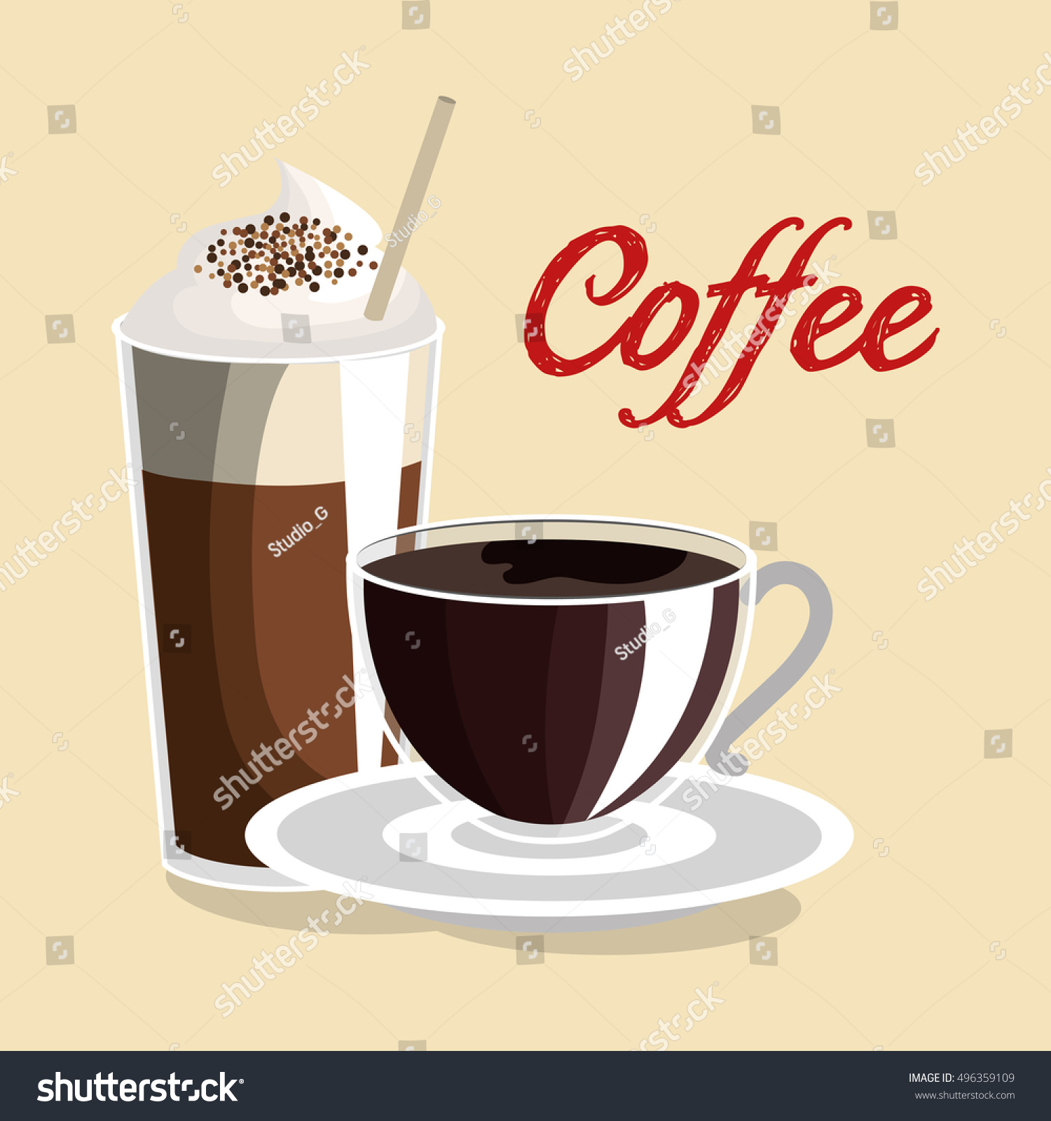 delicious coffee shop products - Royalty Free Stock Vector 496359109 ...