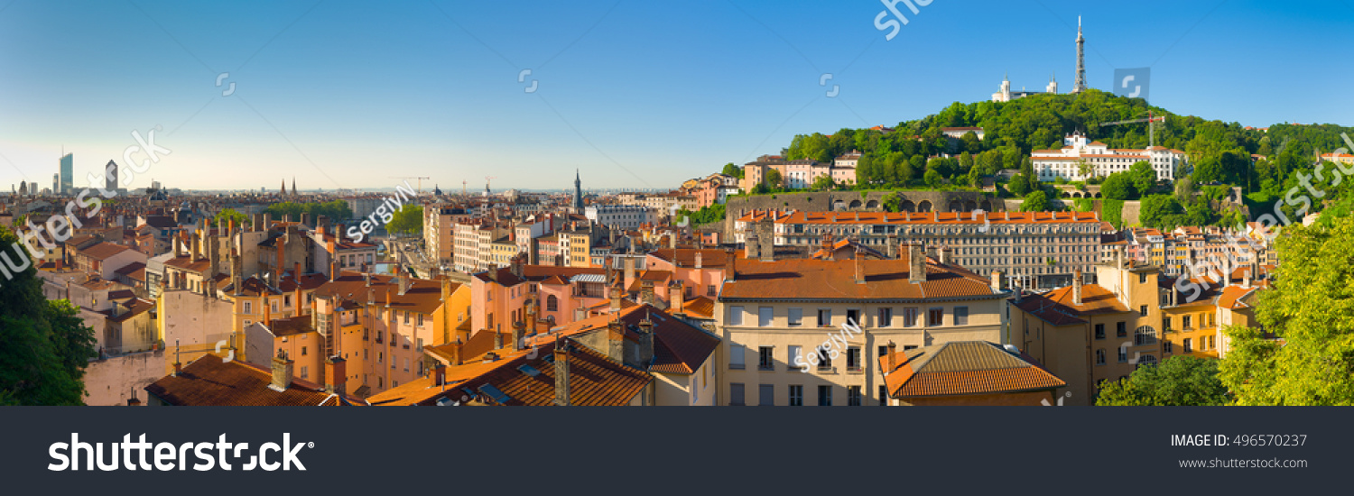 Panorama of Lyon in a sunny summer day #496570237