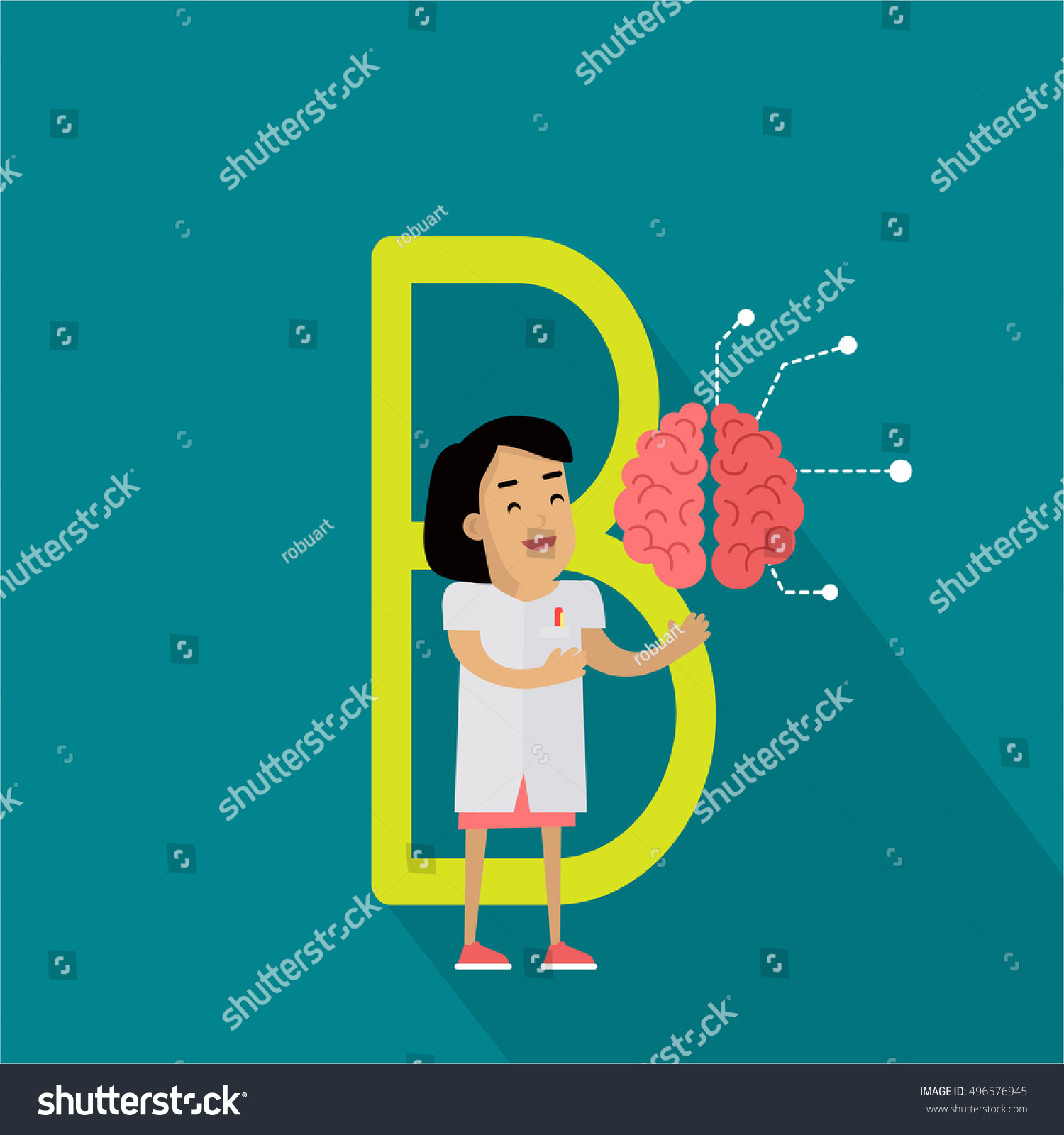 B Letter And Scientist With Artificial Brain. - Royalty Free Stock ...