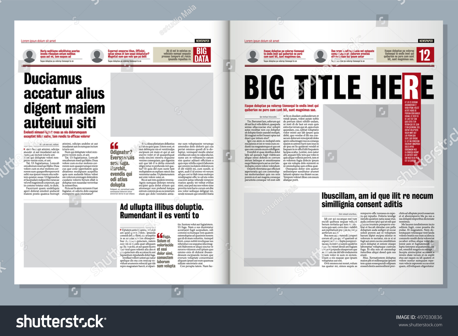 Graphical design tabloid newspaper template, creative highlight #497030836