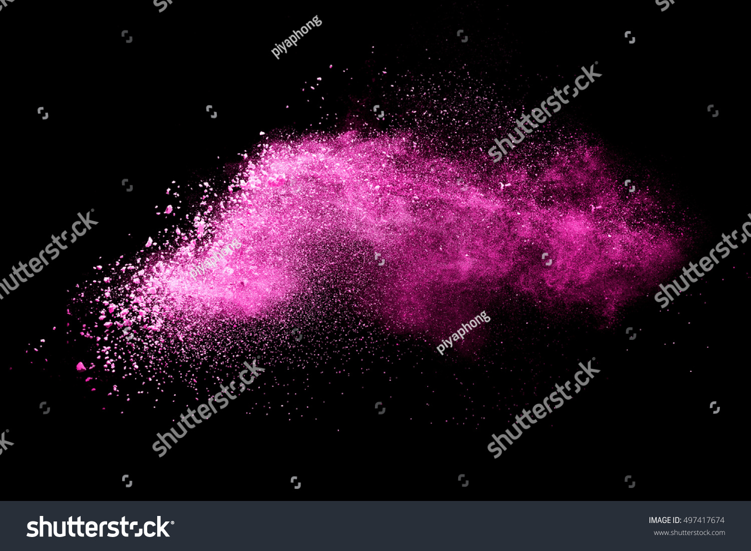 Pink powder explosion on black background. Colored cloud. Colorful dust explode. Paint Holi. #497417674