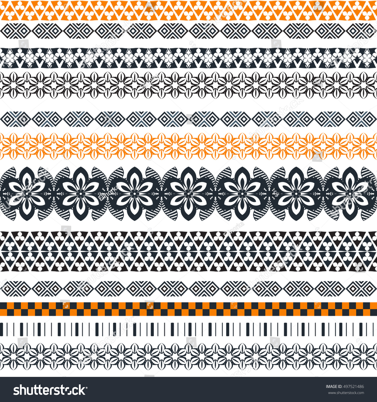 Tribal seamless pattern. Abstract background with ethnic ornament. Seamless background with different geometric shapes. Vector illustration #497521486