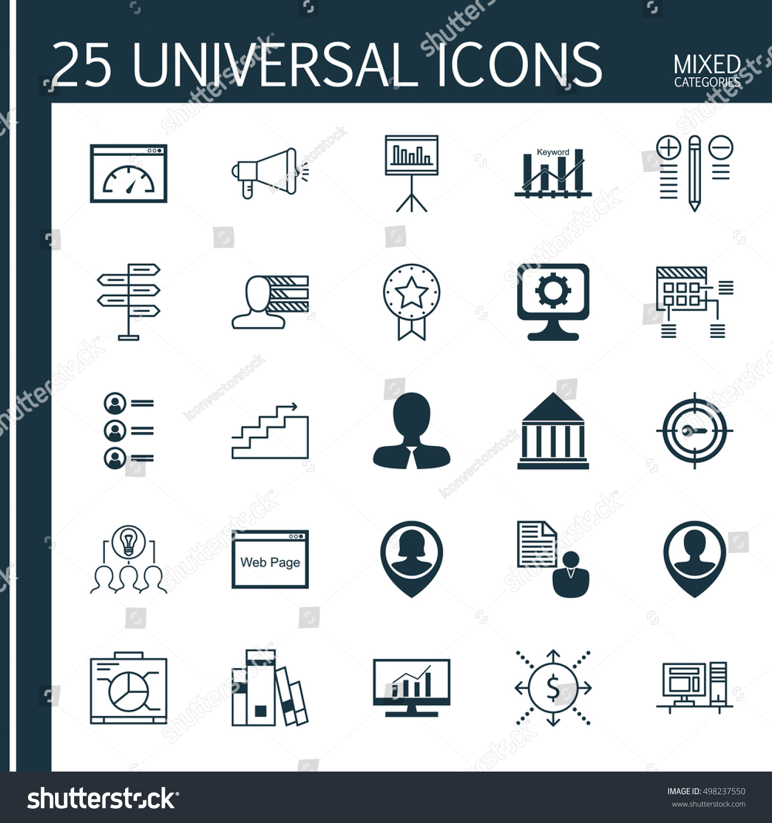 Universal Program's Icon Set Of 25 Universal Icons On Schedule, Media - Royalty Free Stock ...