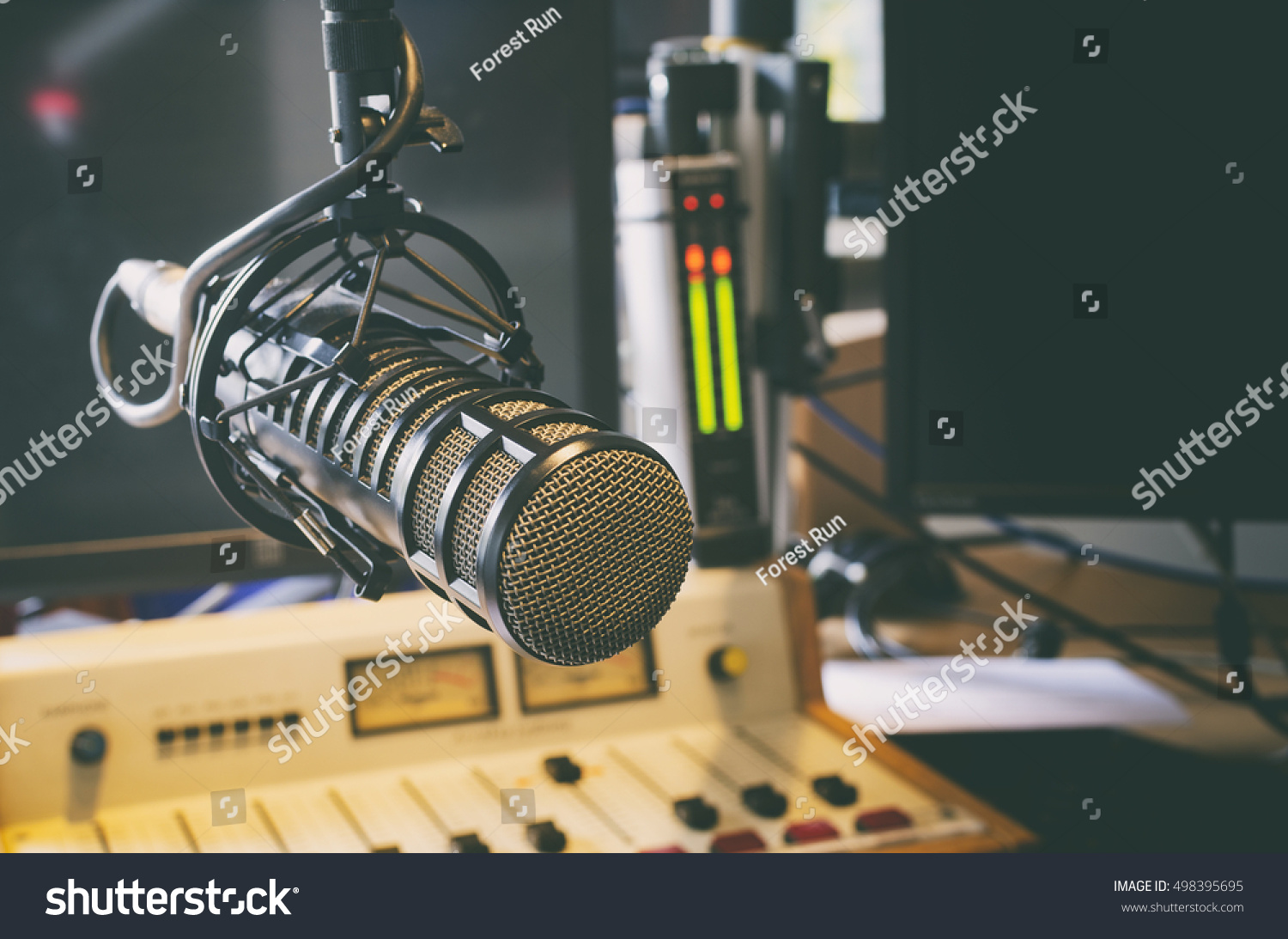 microphone in radio studio #498395695