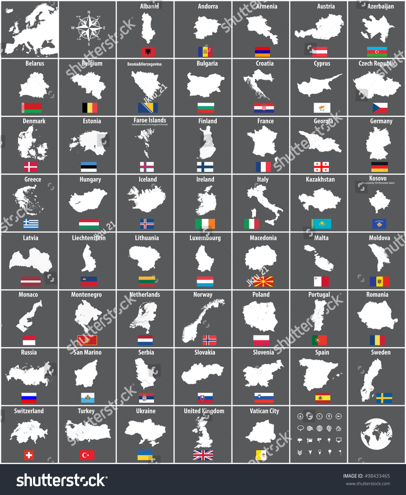 all vector European countries maps with flags - Royalty Free Stock ...