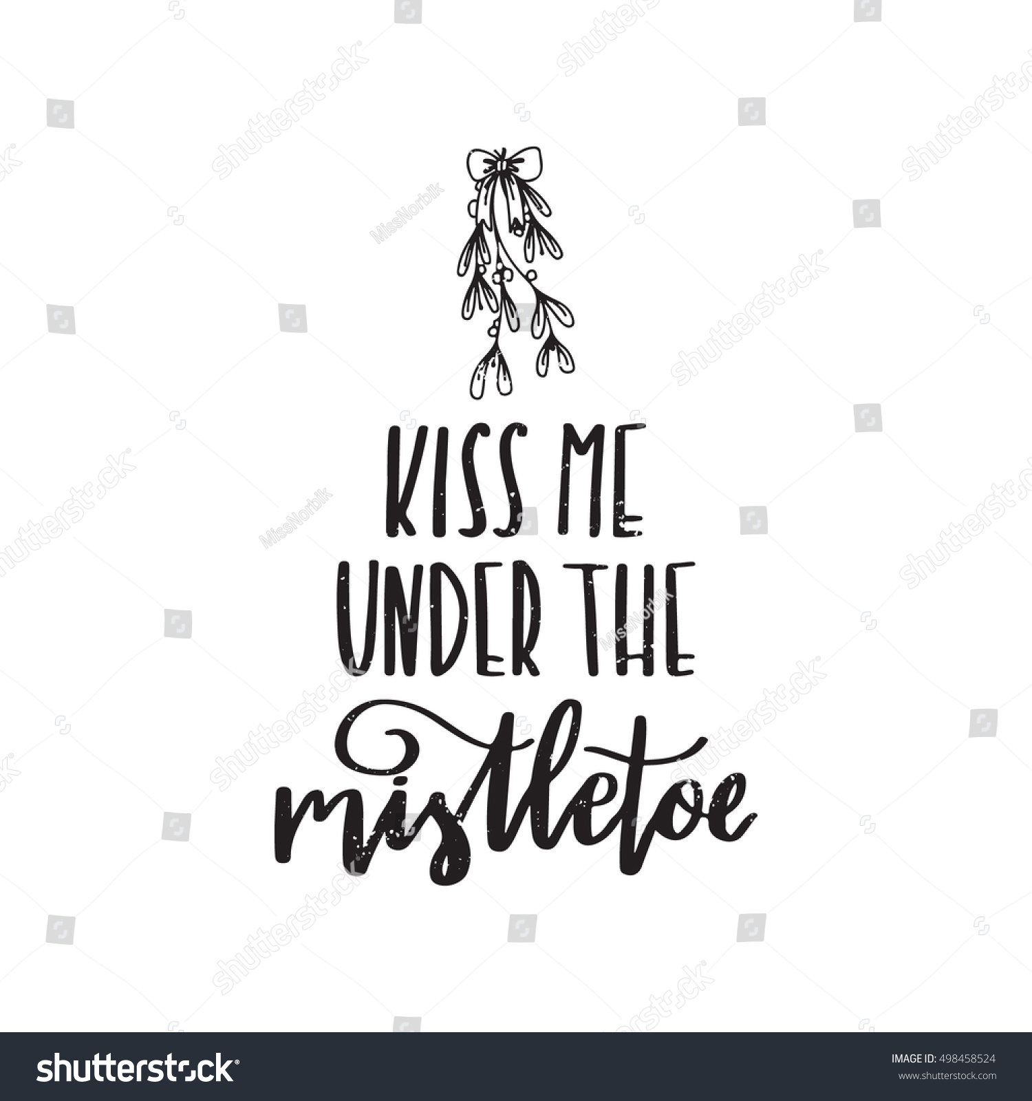 Vector Hand Written Winter Phrase Kiss Me Royalty Free Stock Vector 498458524